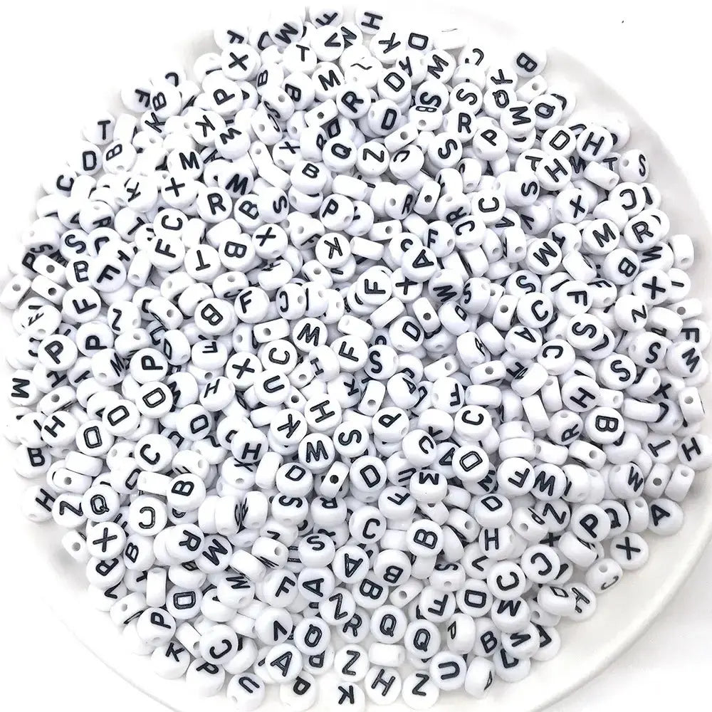 FS6759-4*7MM White Black Acrylic English Letter Beads Zoe DIY Wholesale