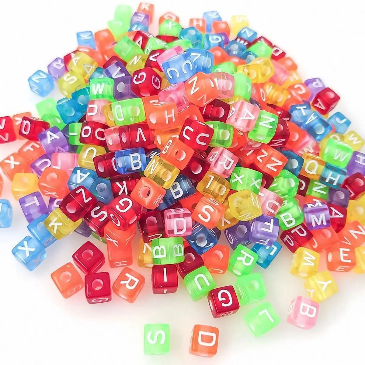 FS6785-6*6MM Square Transparent Silver English Letter Acrylic Beads for DIY Jewellery Making (Necklaces and Bracelets) Zoe DIY Wholesale