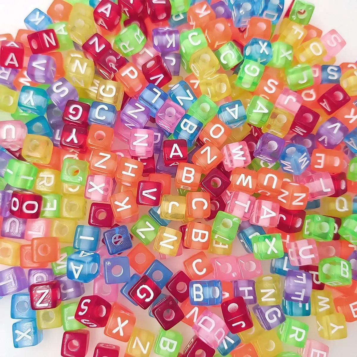 FS6785-6*6MM Square Transparent Silver English Letter Acrylic Beads for DIY Jewellery Making (Necklaces and Bracelets) Zoe DIY Wholesale