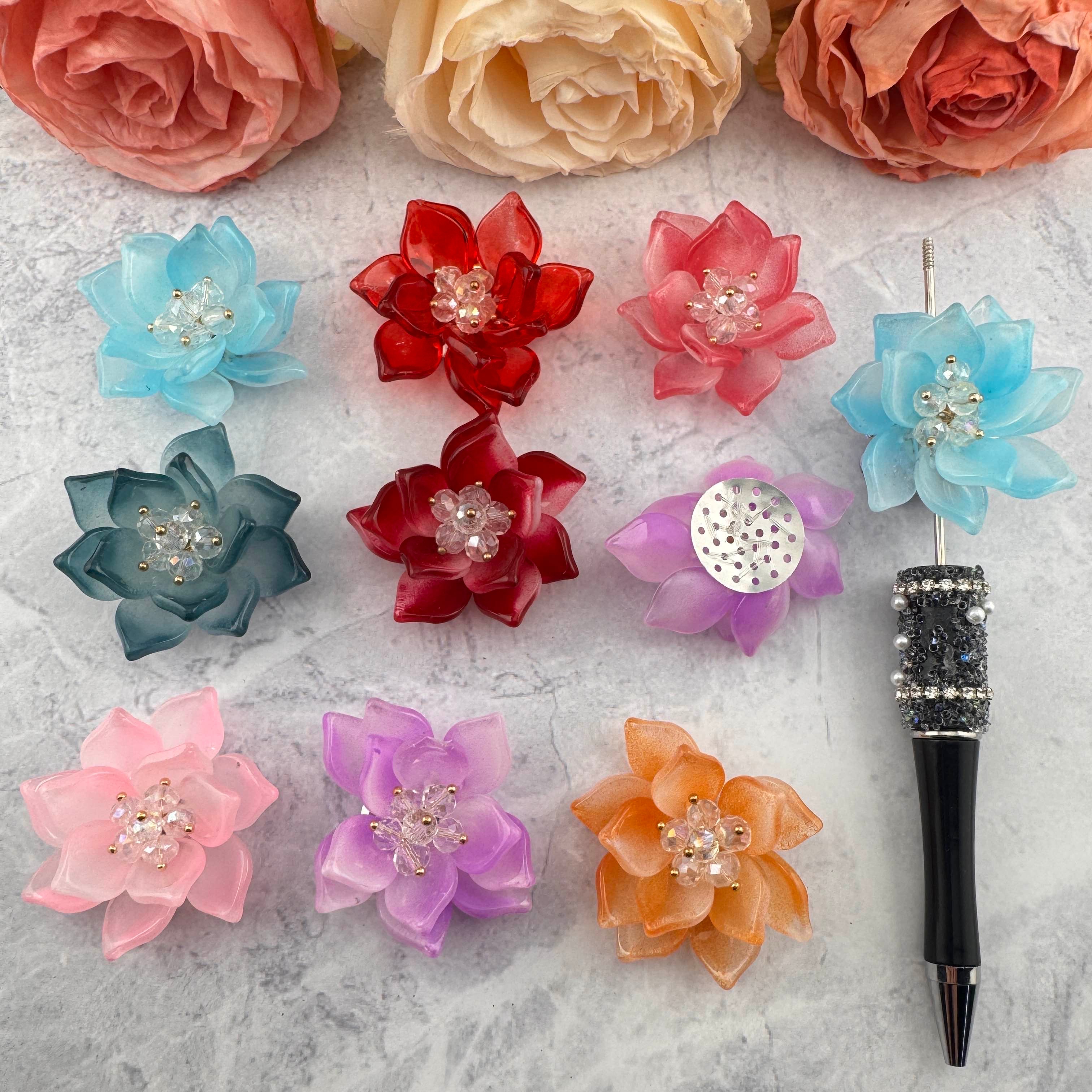 FS6927-45MM Glazed Double-Layer Epiphyllum For Decoration DIY Craft Zoe DIY Wholesale
