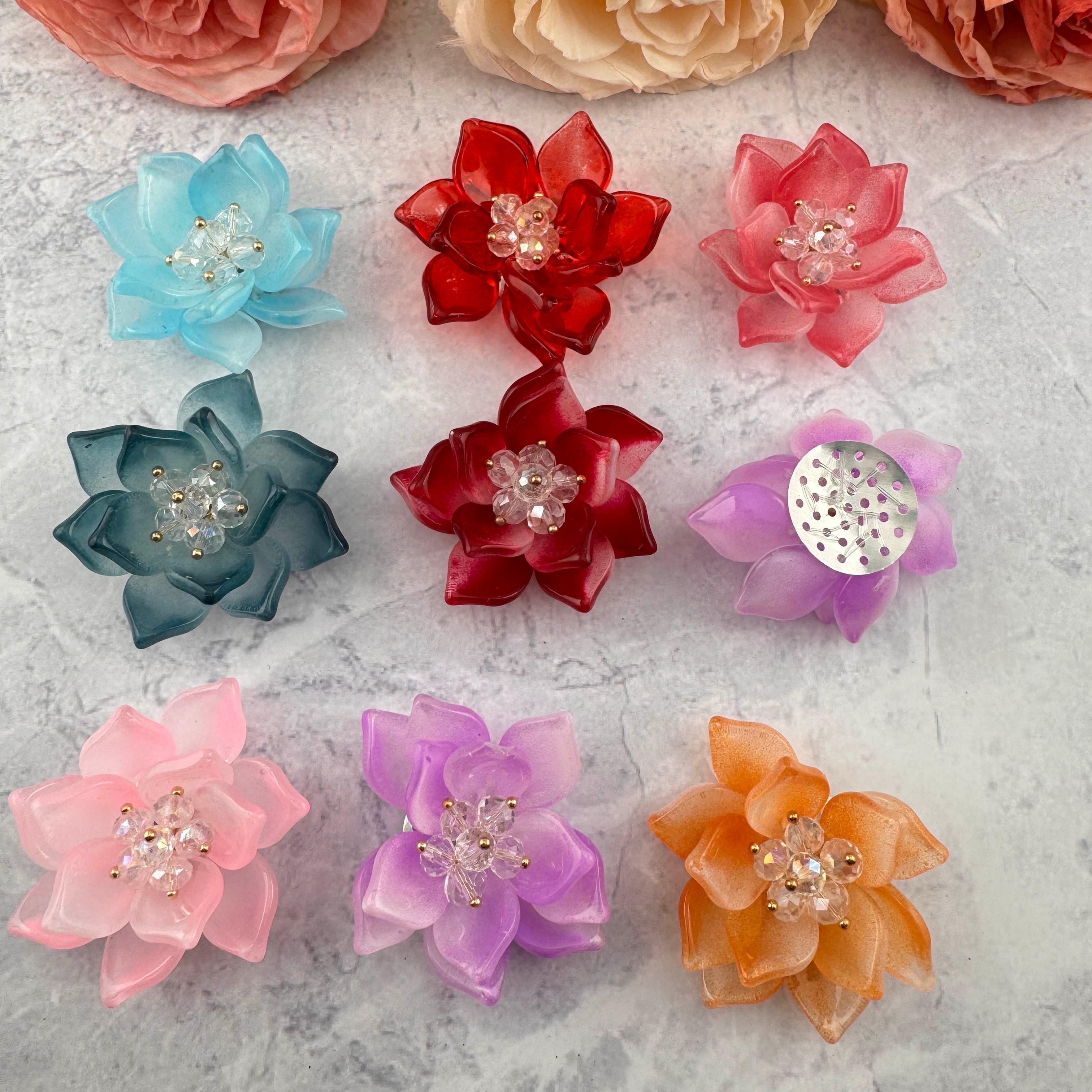 FS6927-45MM Glazed Double-Layer Epiphyllum For Decoration DIY Craft Zoe DIY Wholesale