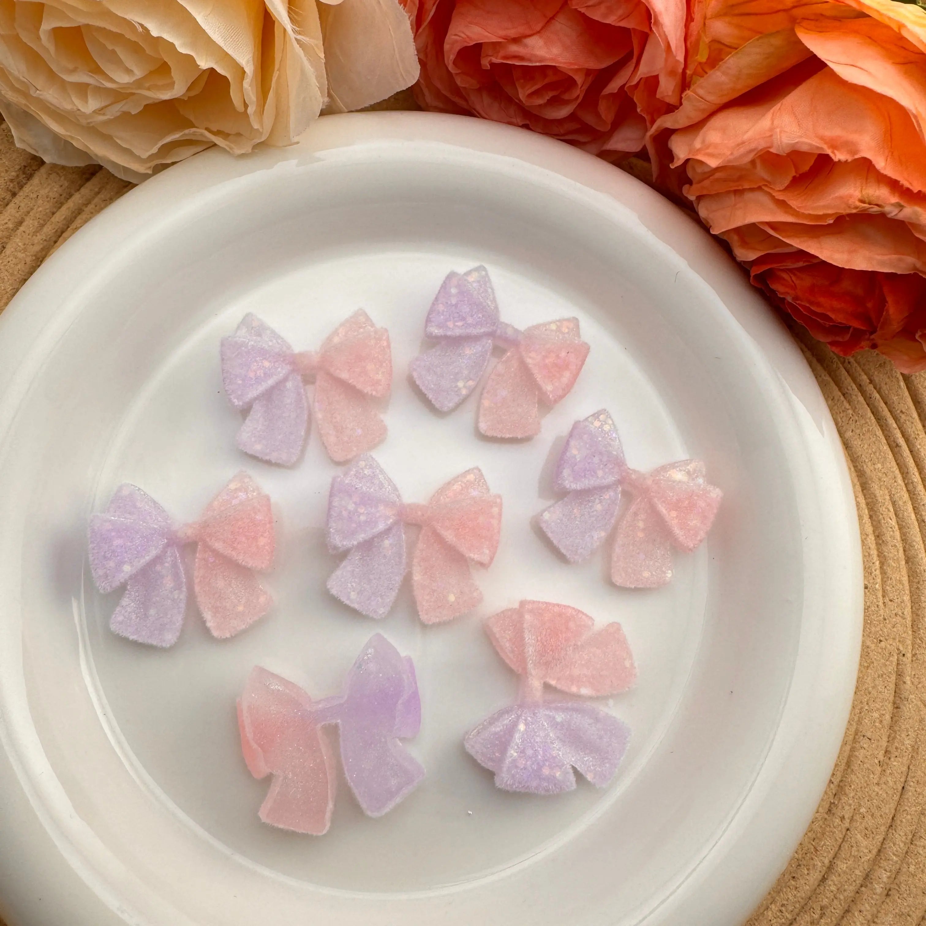 Flocked Glowing Resin Bow Patch For Making Fancy Beads Zoe DIY Wholesale