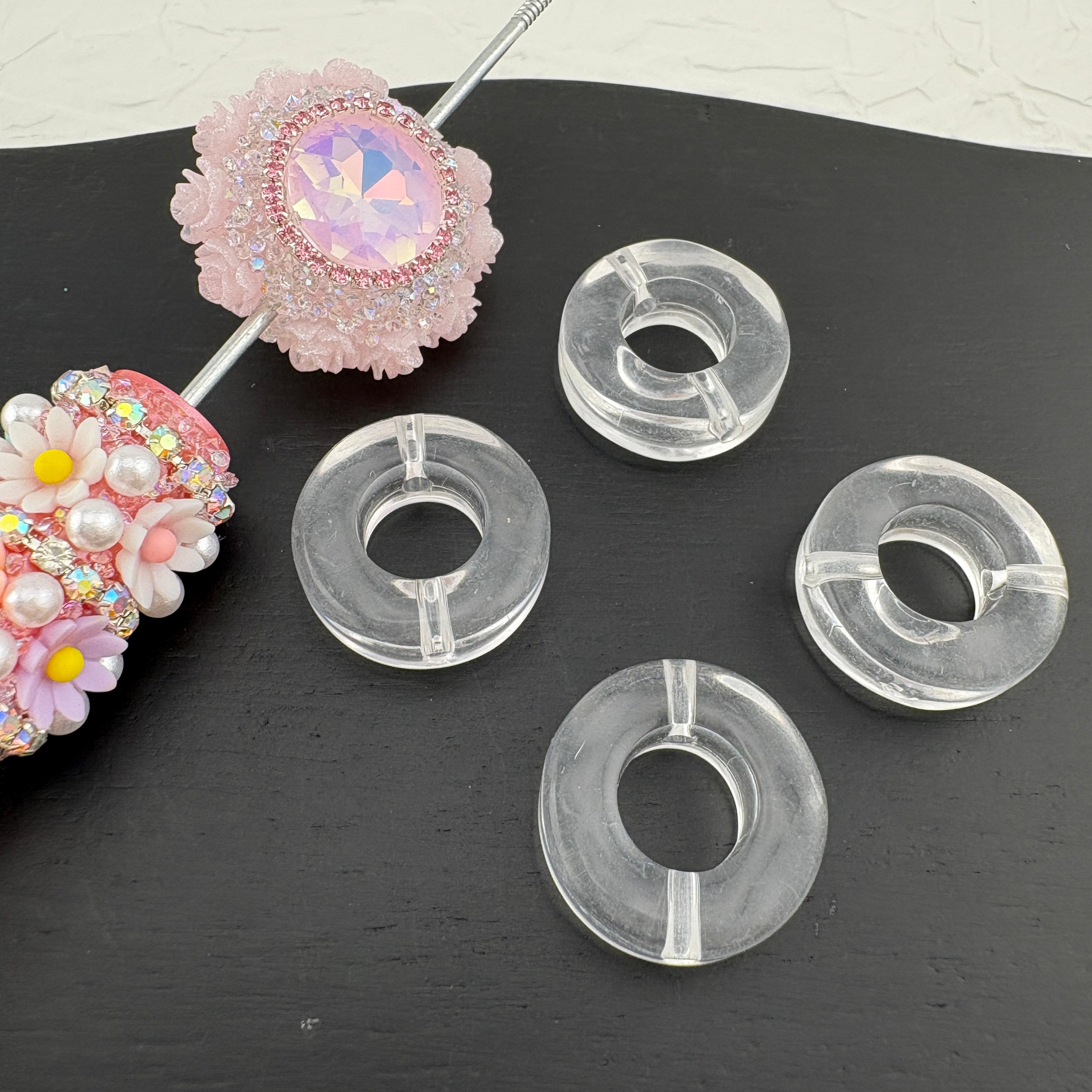 FS0837-21MM Transparent Circular Ring Acrylic Beads Fit For Beadable Pens