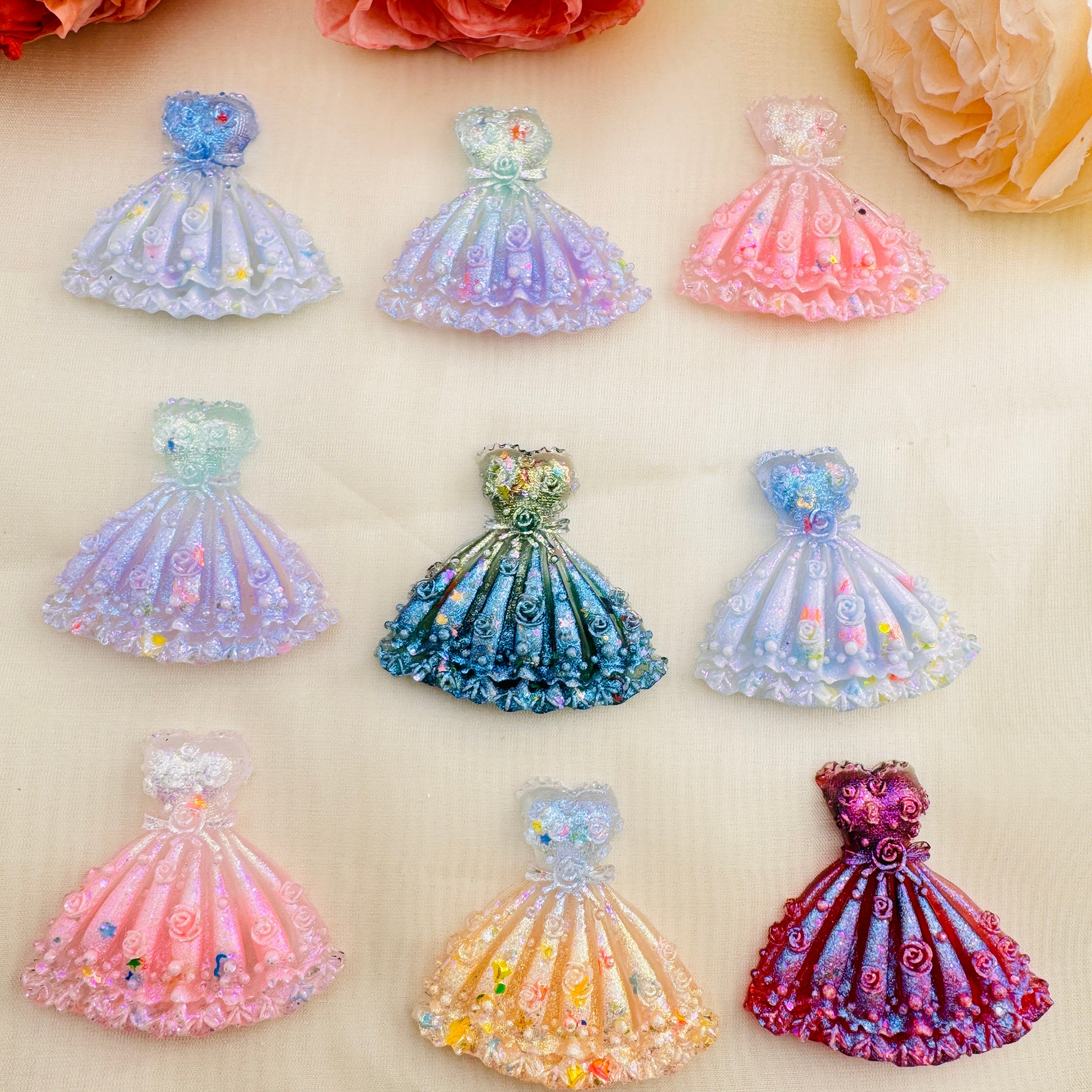 FS6383-47×41mm Luminous Rose Dress Charms - Zoe DIY Wholesale