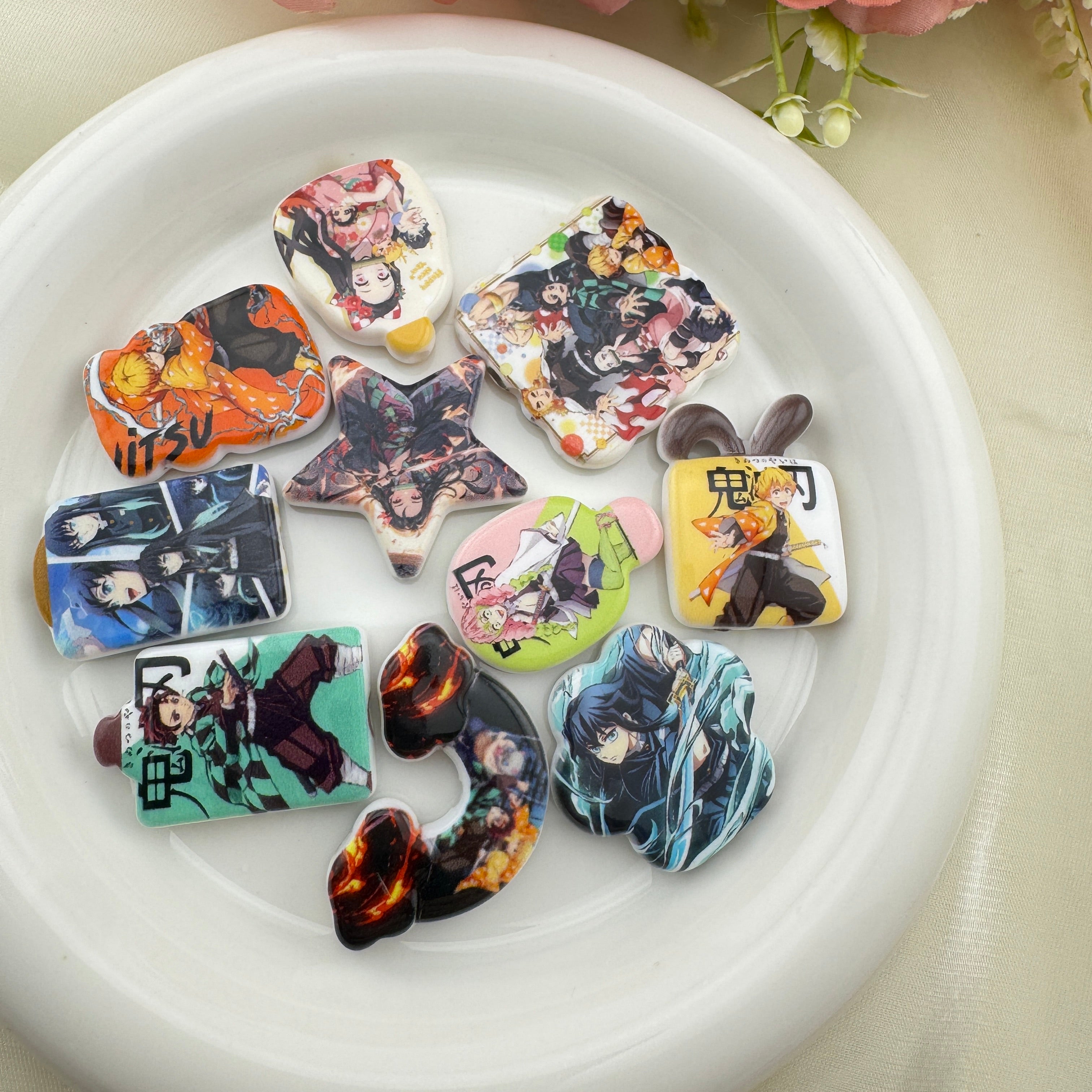 FS6736-Mixed Demon Slayer Printed Acrylic Beads Zoe's DIY Shop