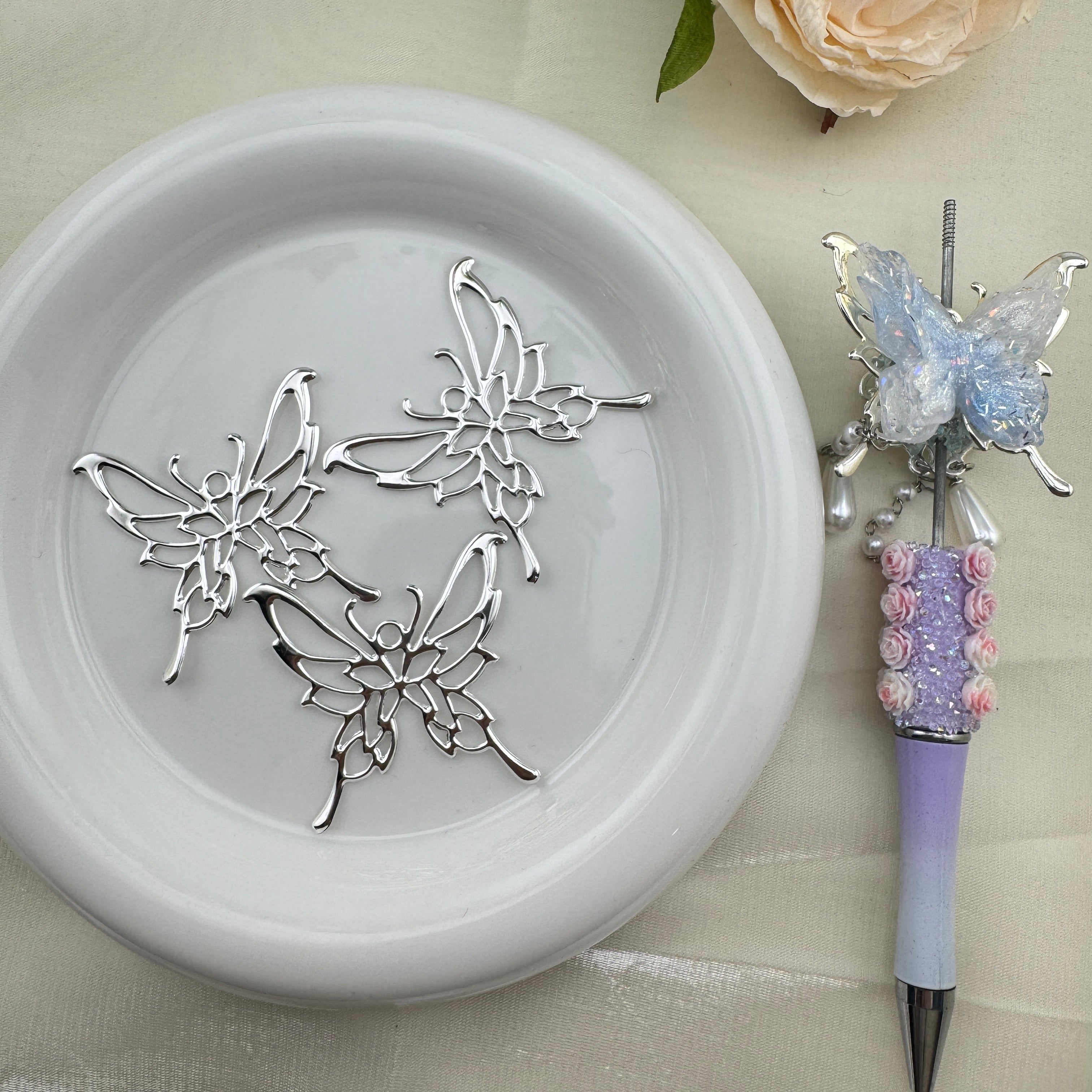 FS6926-34*29MM Silver Hollow-Out Butterfly Metal Charms For Jewellery Making and Crafts Zoe DIY Wholesale