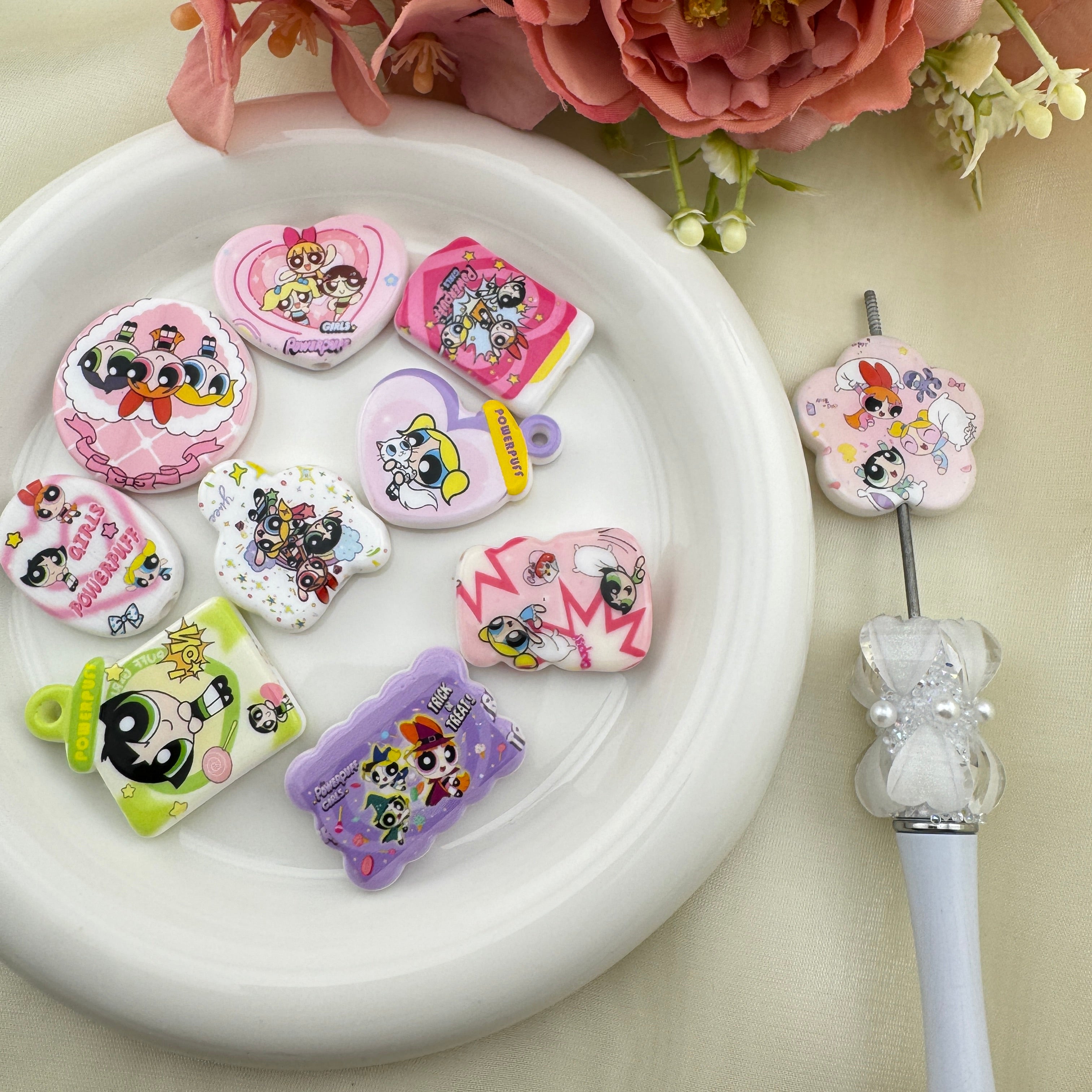 FS6740-Power Girls Printed Acrylic Beads Zoe's DIY Shop
