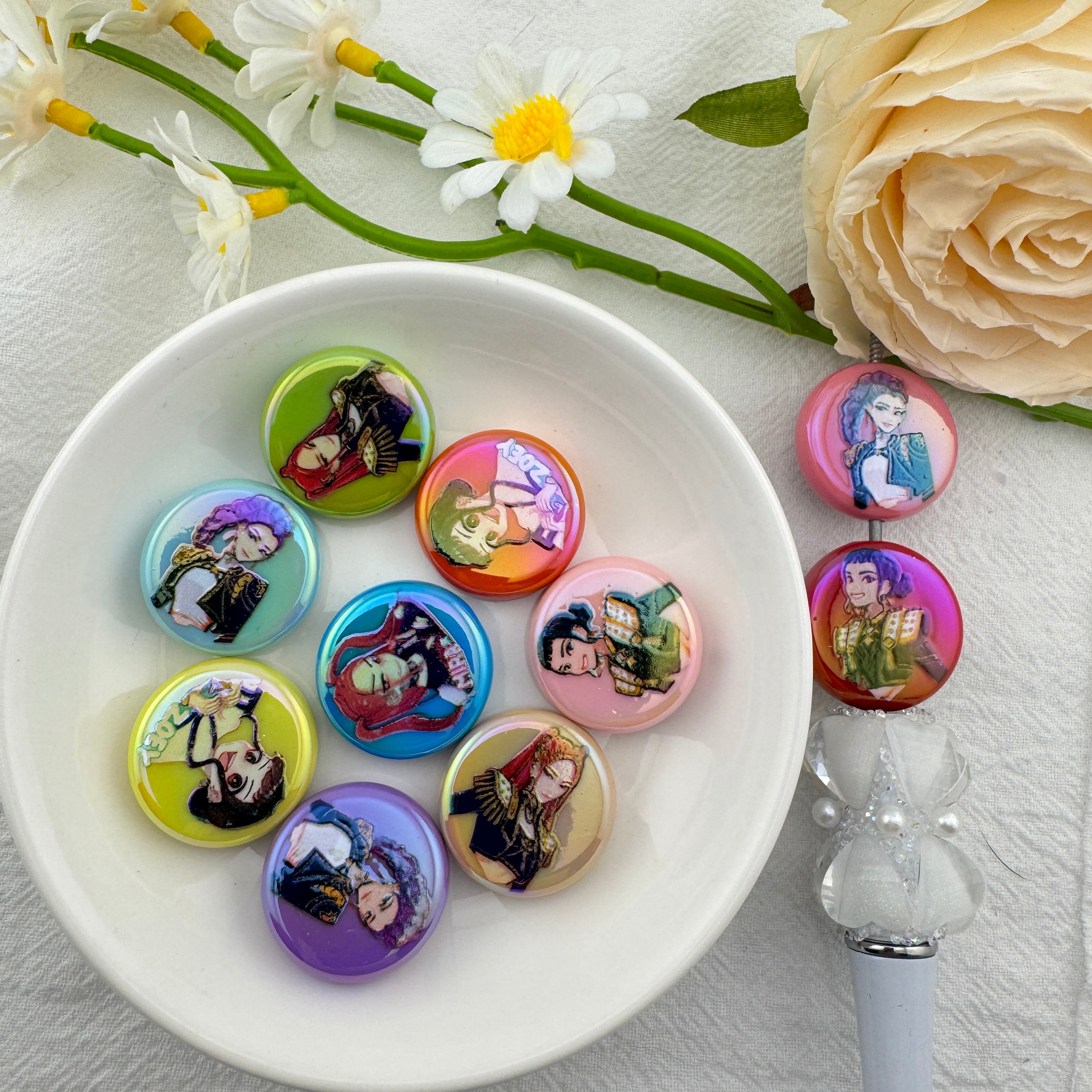 FS6748-20mm K-Pop Printed Round Plate Acrylic Beads Zoe's DIY Shop