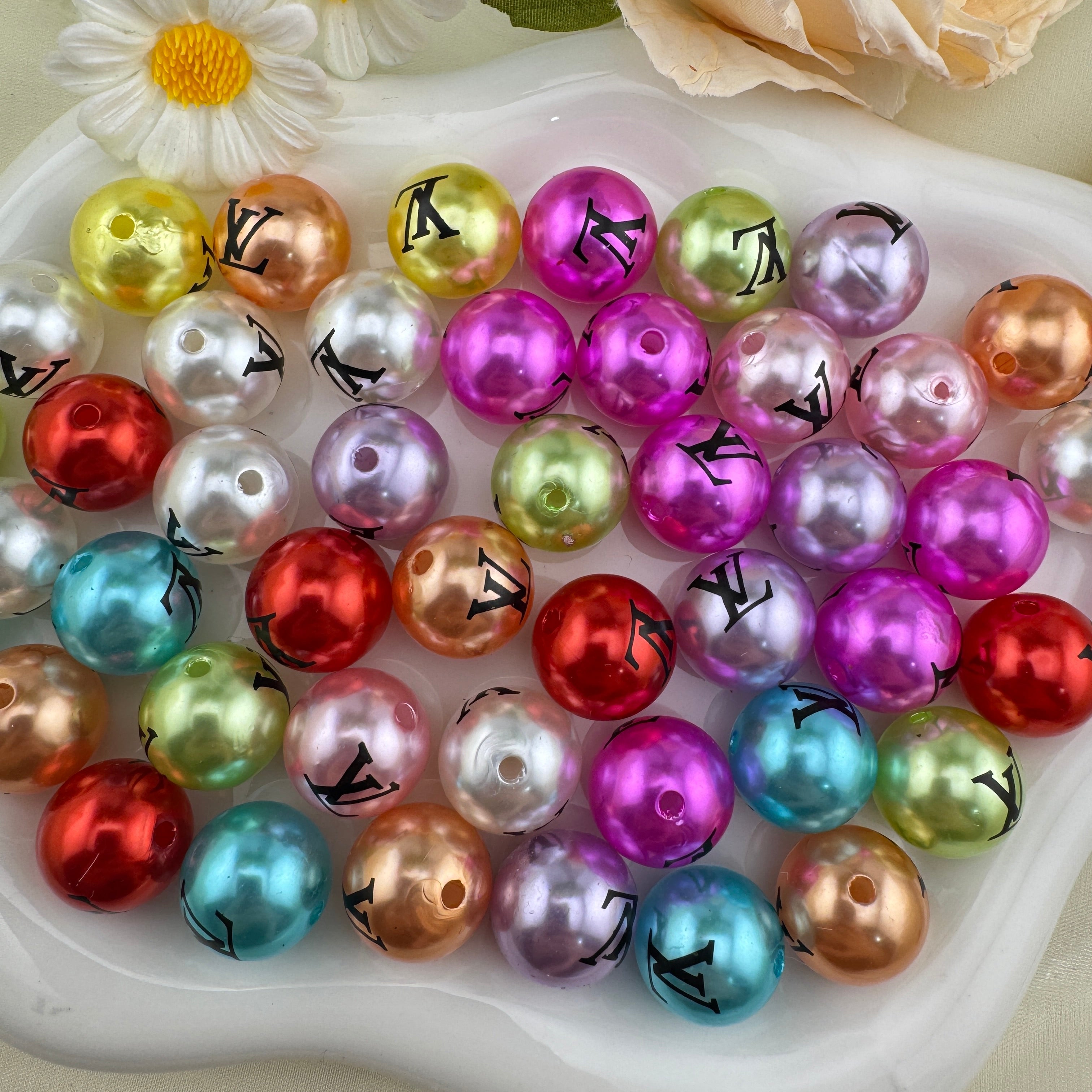 FS6823-16mm Random Mixed Color Pearl Looking Acrylic Beads Zoe DIY Wholesale
