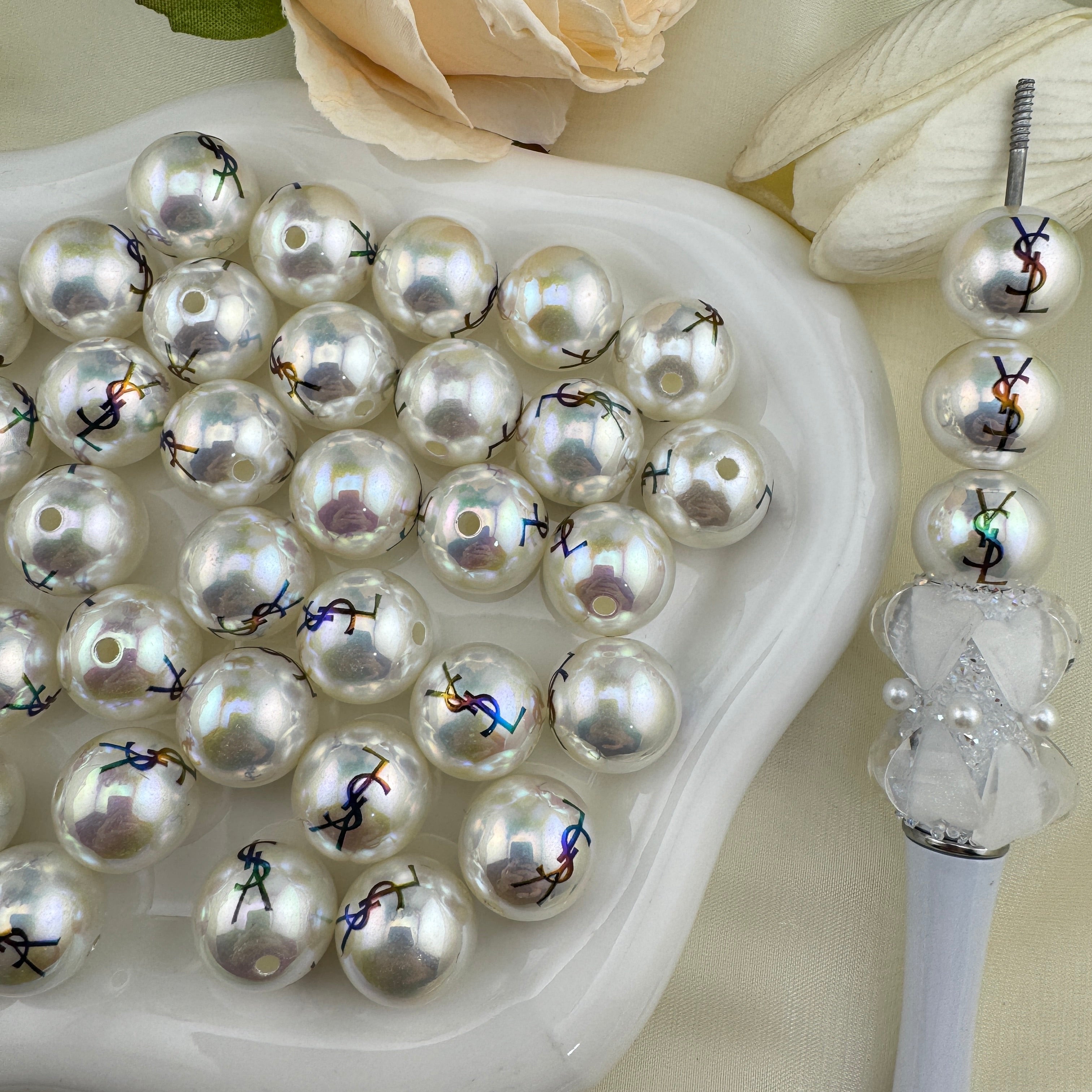FS6284-16mm UV Coating Pearl Looking Acrylic Beads Zoe DIY Wholesale