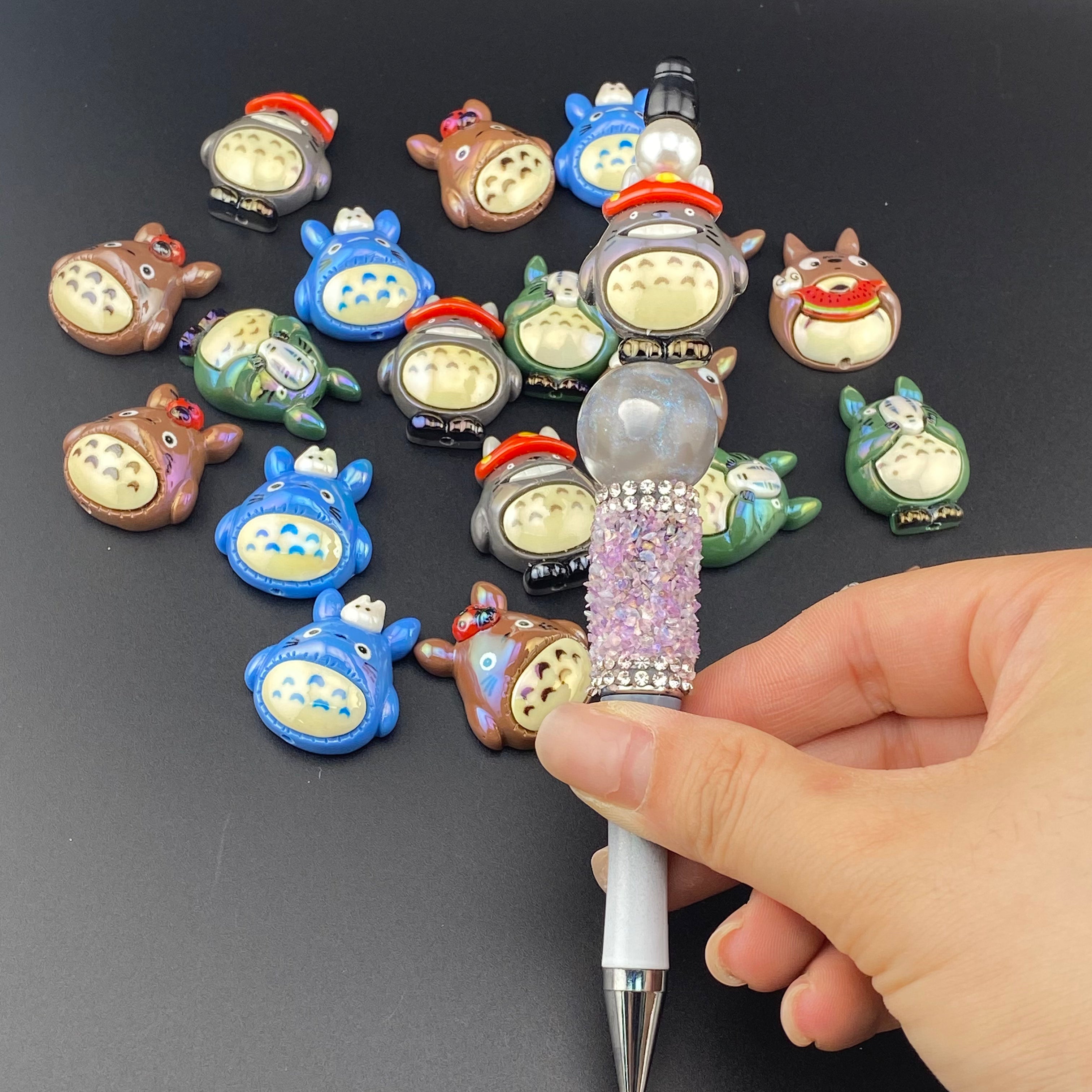 Mixed Color UV Shiny Totoro Resin Beads Fit For Beadable Pens