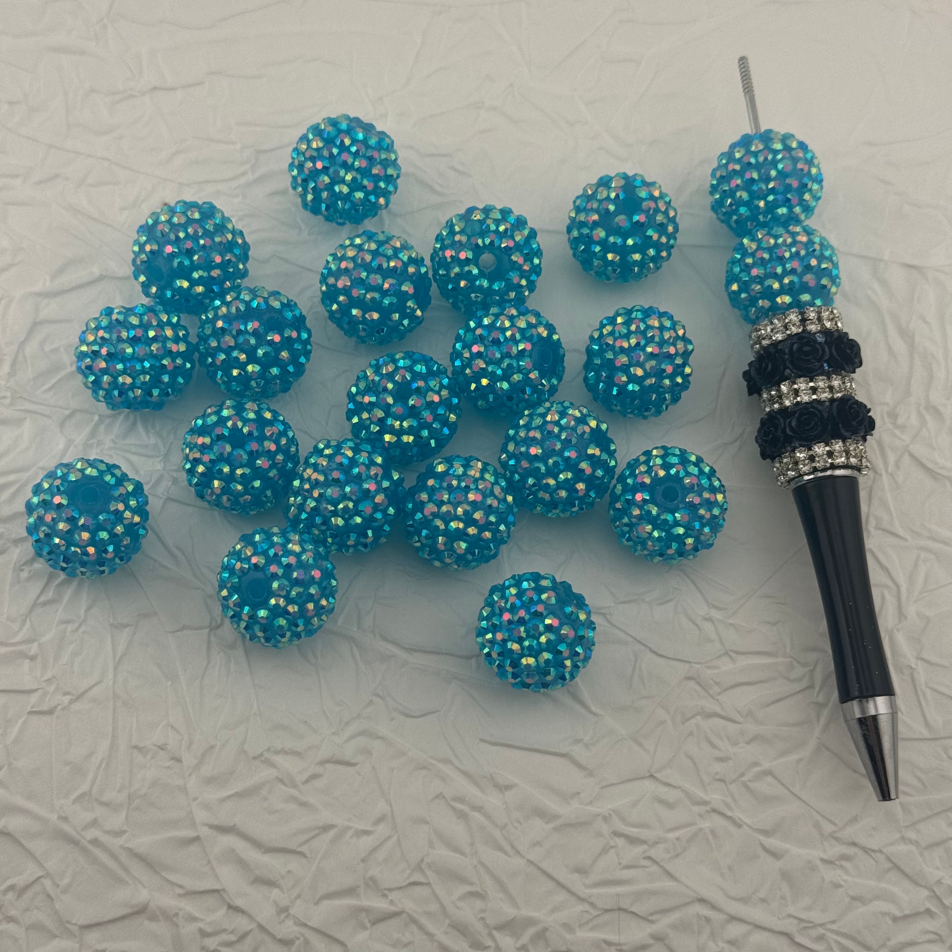 FS1954-20MM Blue Sparkling Acrylic Beads Fit For Beadable Pens