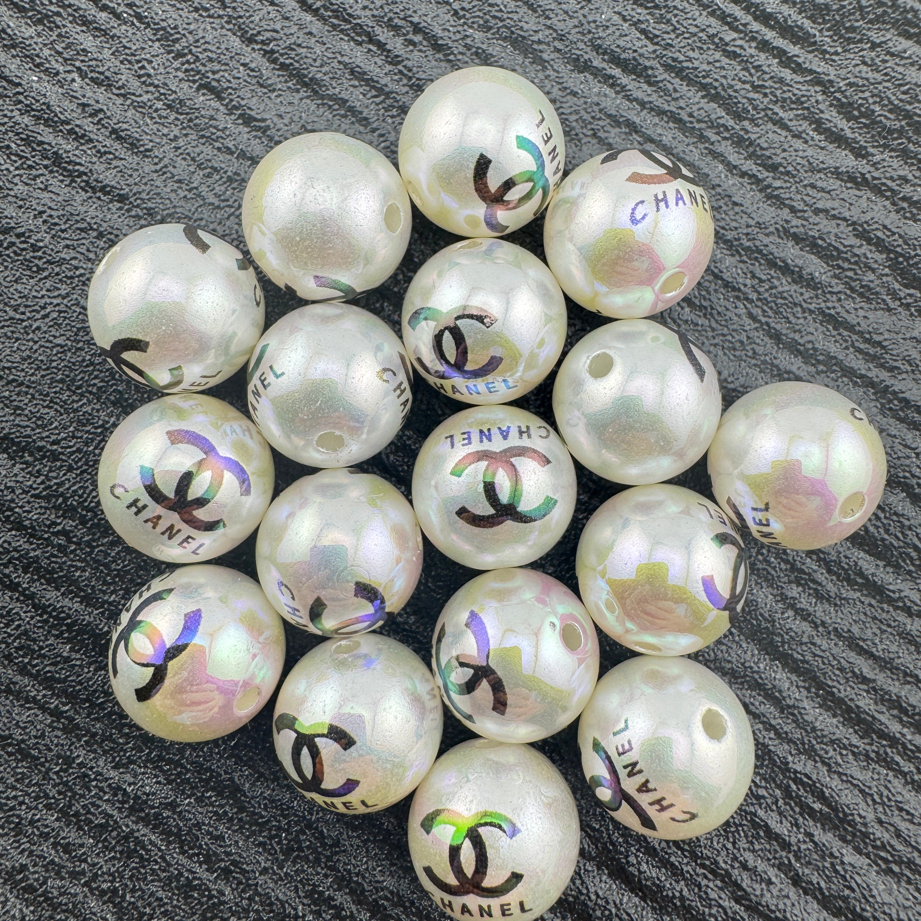 FS6708-16mm Pearl Looking UV Coating Printed Acrylic Beads Zoe's DIY Shop