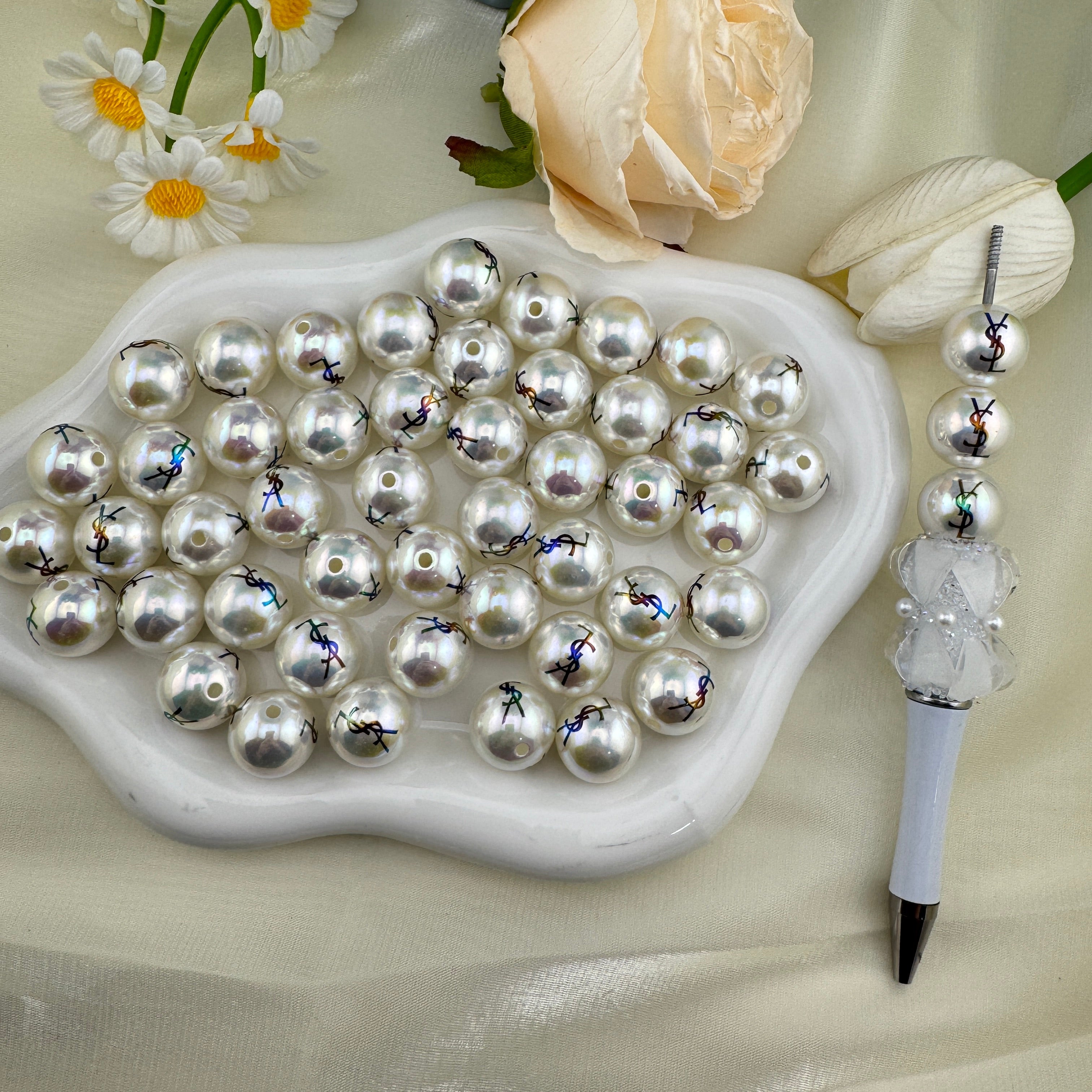 FS6284-16mm UV Coating Pearl Looking Acrylic Beads Zoe DIY Wholesale