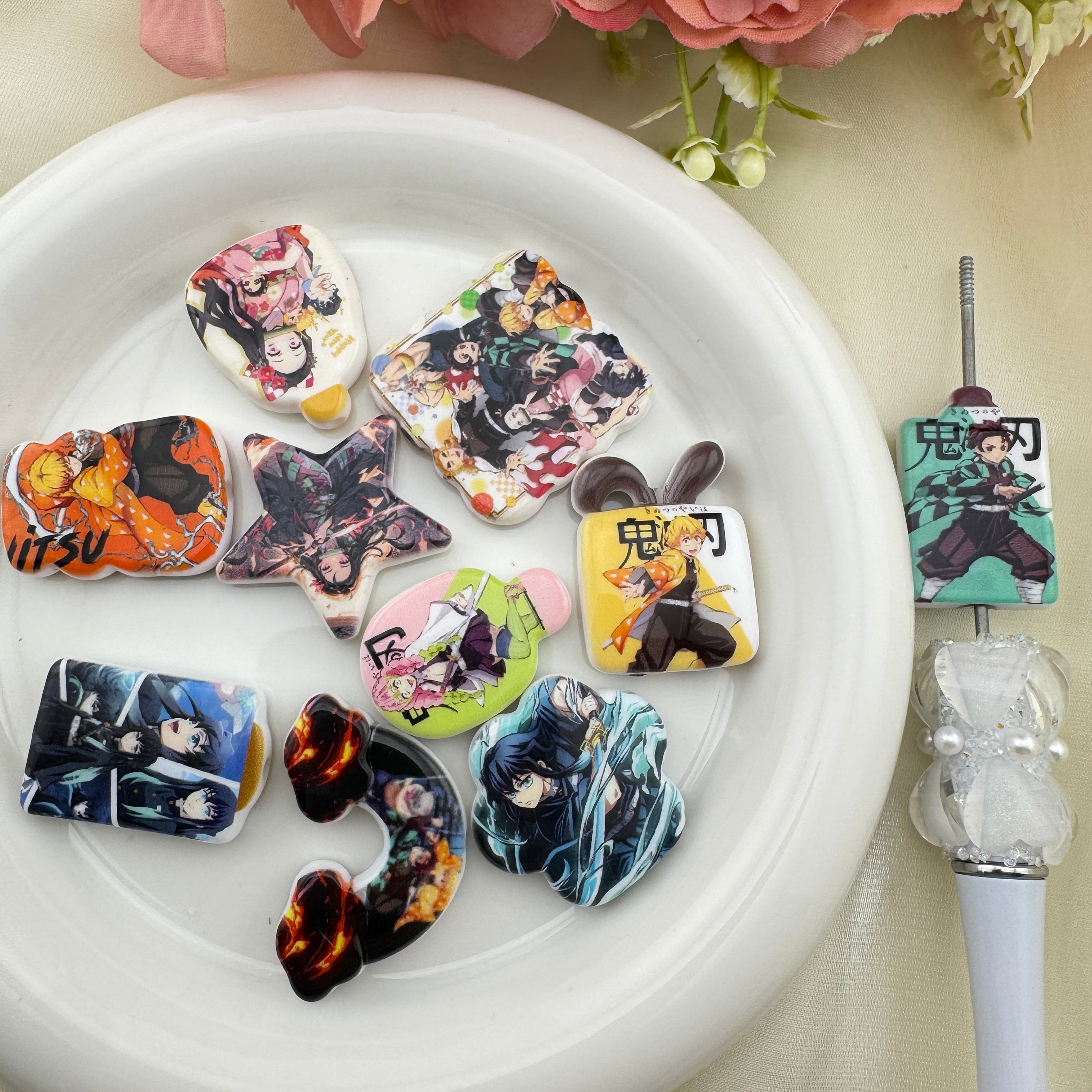 FS6736-Mixed Demon Slayer Printed Acrylic Beads Zoe's DIY Shop