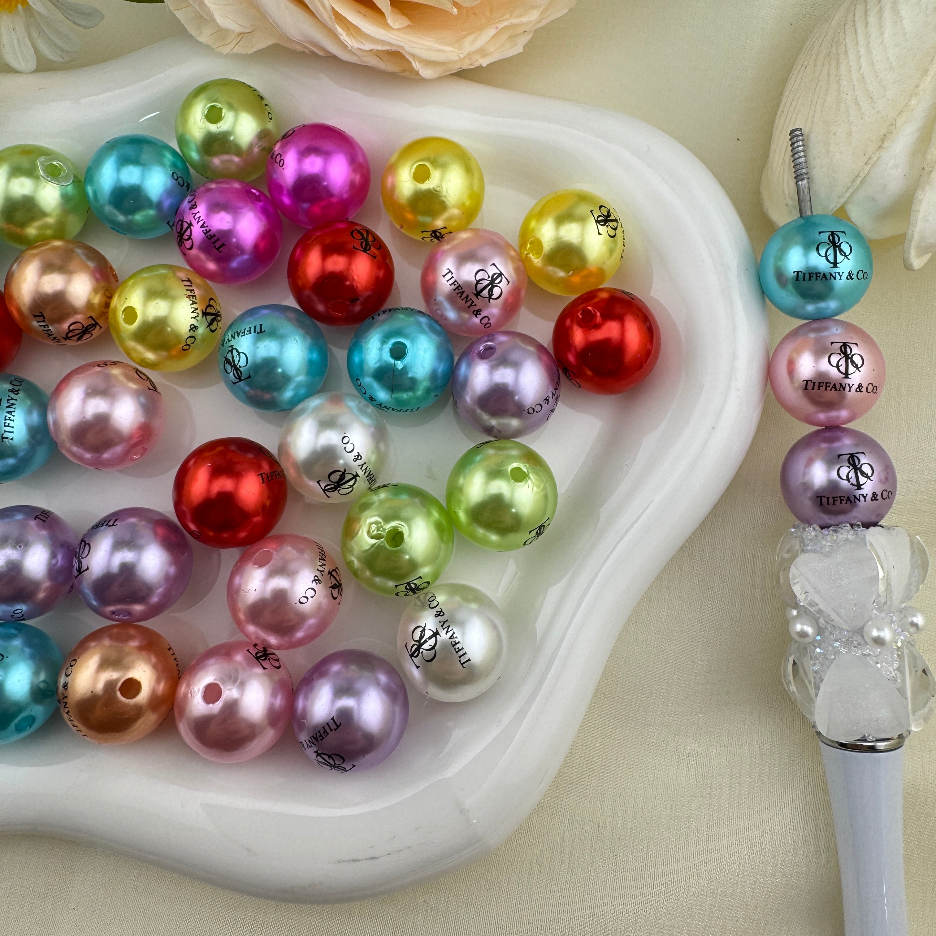 FS6822-16mm Random Mixed Color Pearl Looking Acrylic Beads Zoe DIY Wholesale