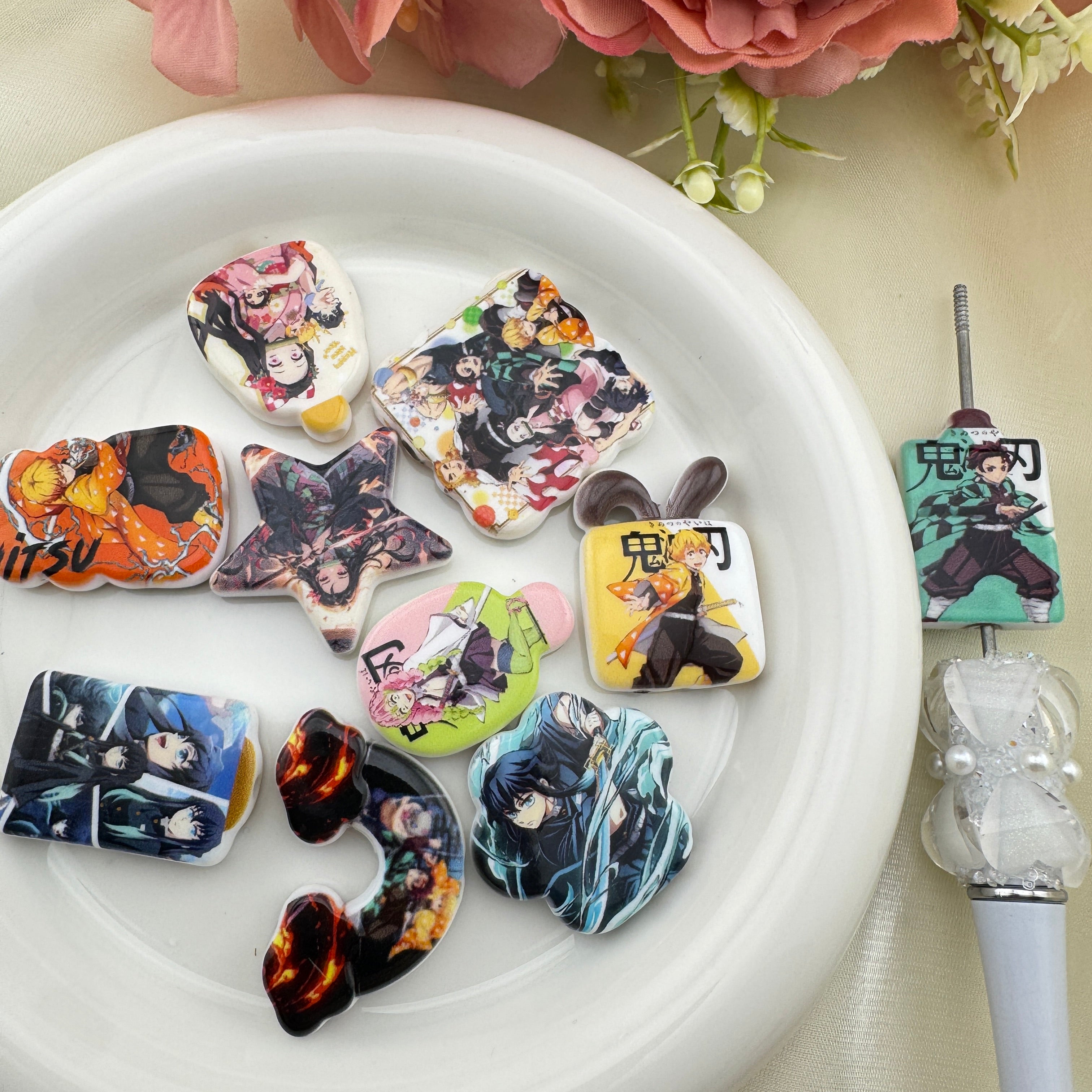 FS6736-Mixed Demon Slayer Printed Acrylic Beads Zoe's DIY Shop