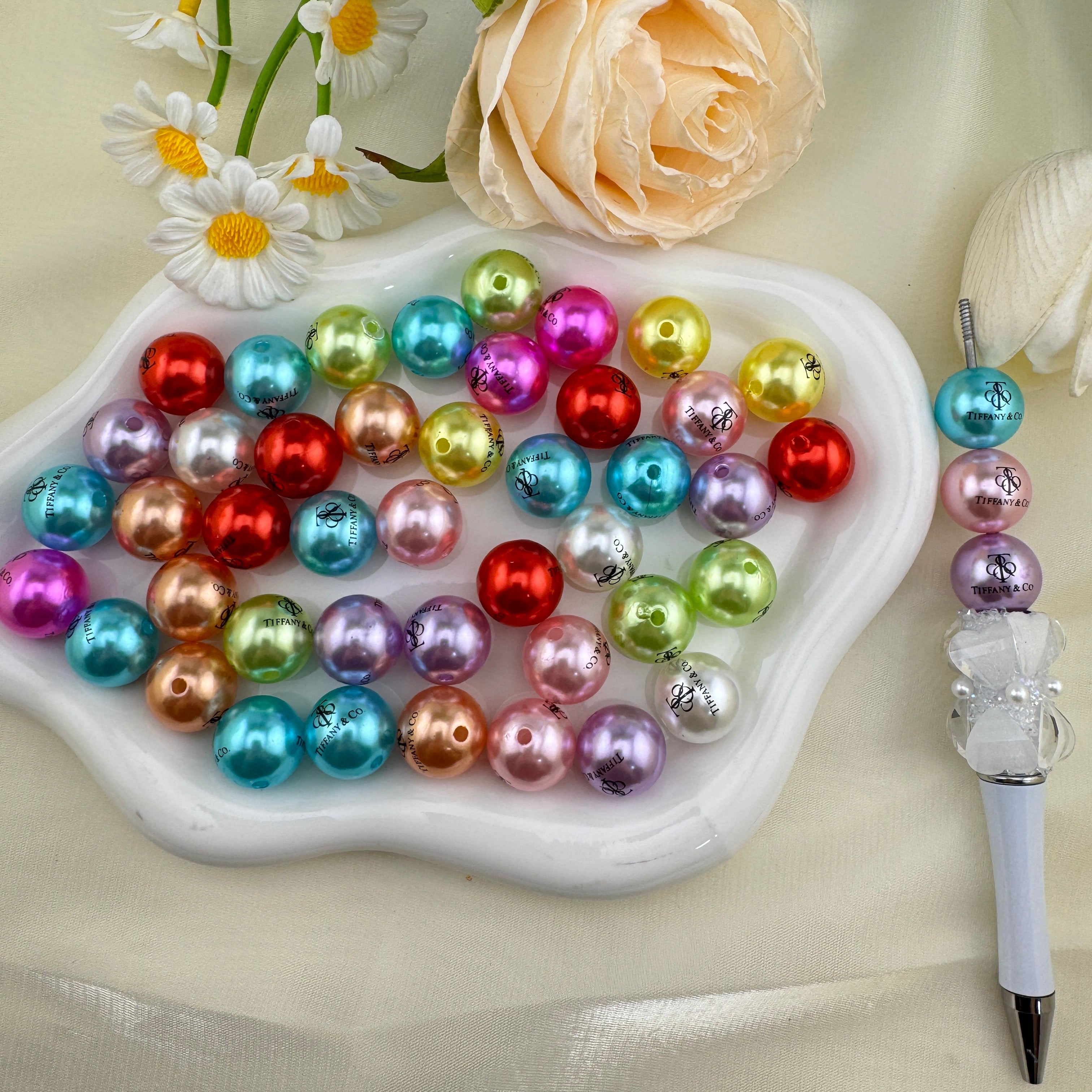 FS6822-16mm Random Mixed Color Pearl Looking Acrylic Beads Zoe DIY Wholesale