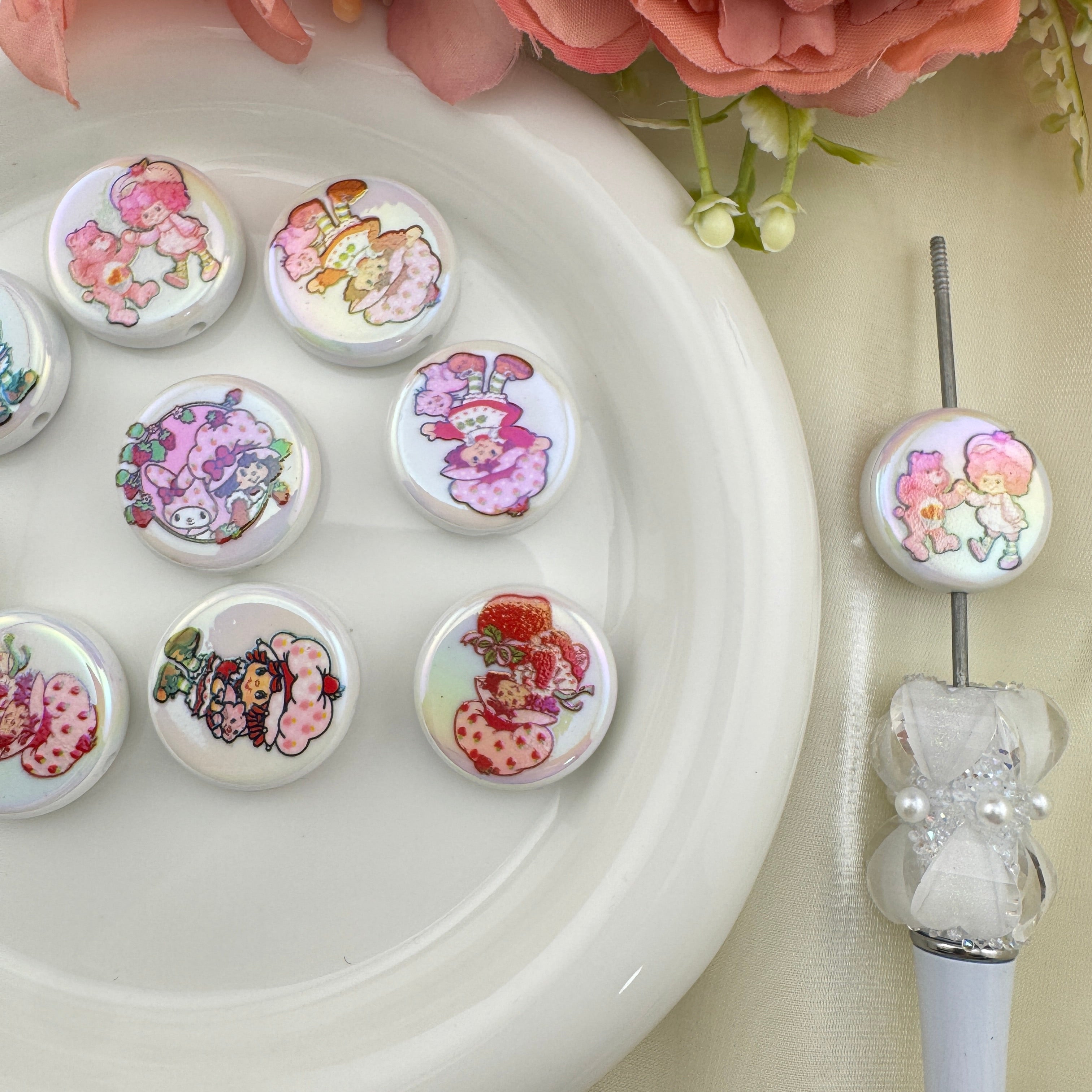 FS6734-20mm Strawberry Girl Printed Acrylic Beads Zoe's DIY Shop