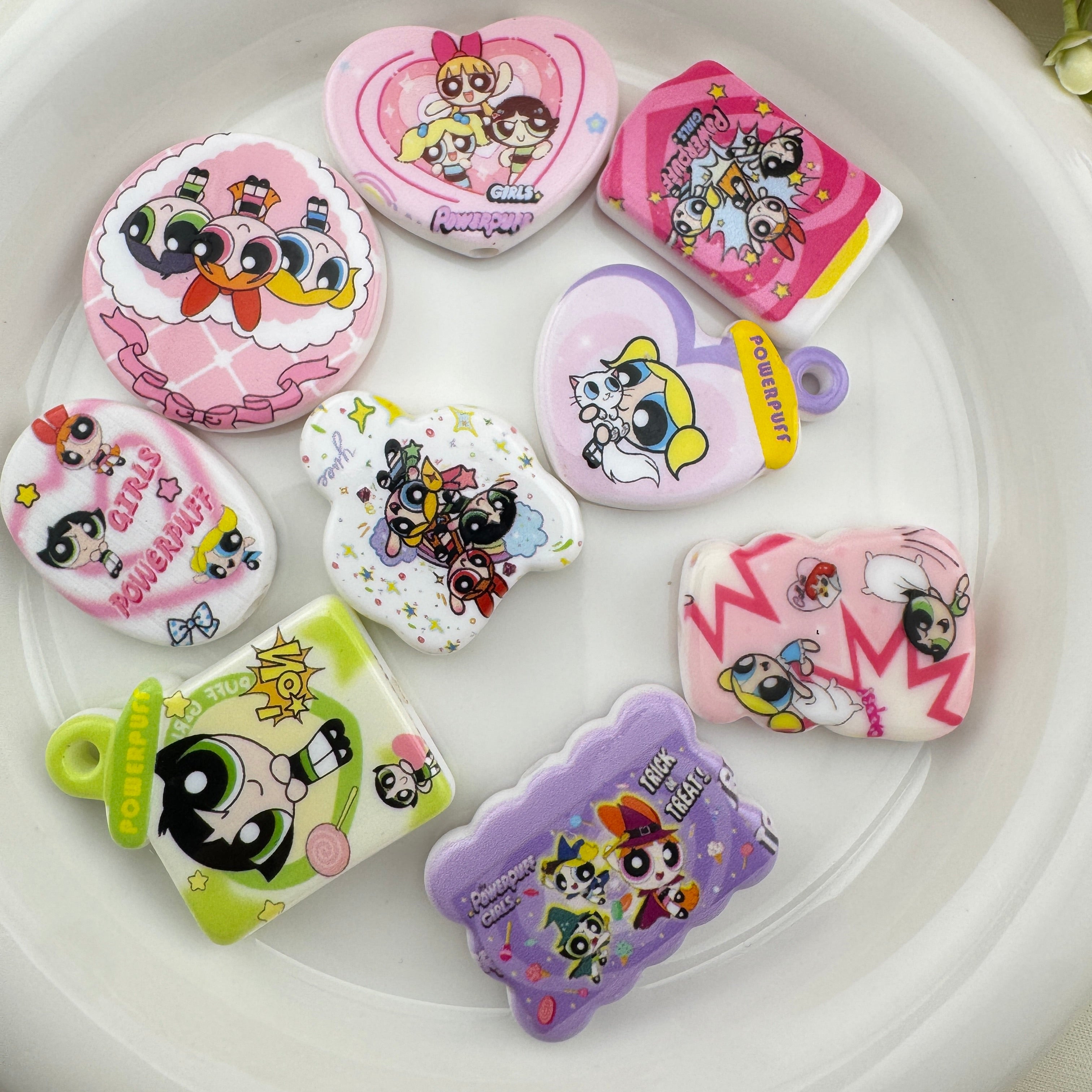 FS6740-Power Girls Printed Acrylic Beads Zoe's DIY Shop