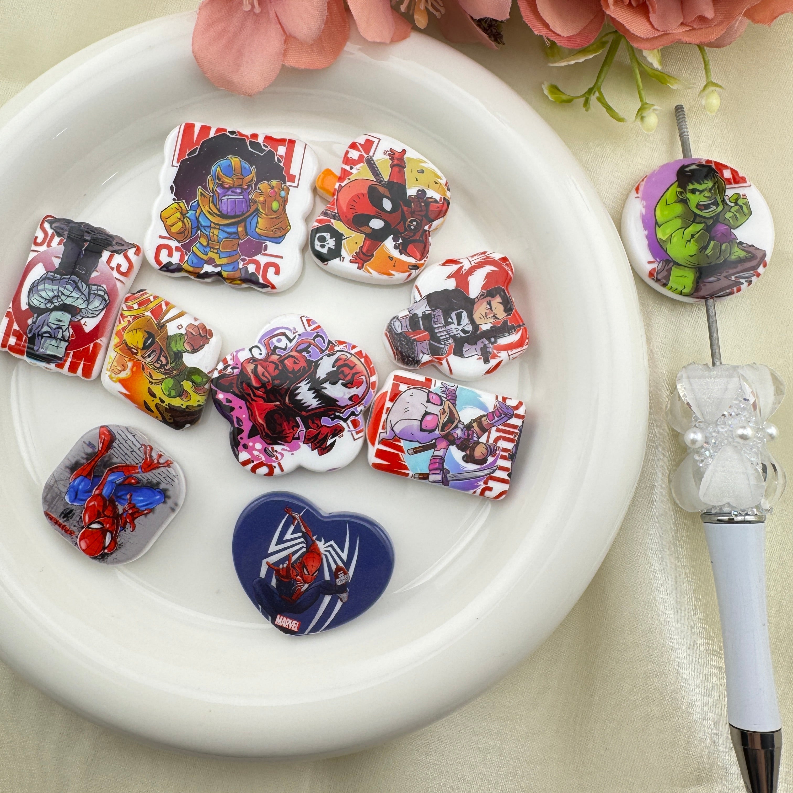FS6747-Hero Character Printed Mixed Acrylic Beads Zoe's DIY Shop