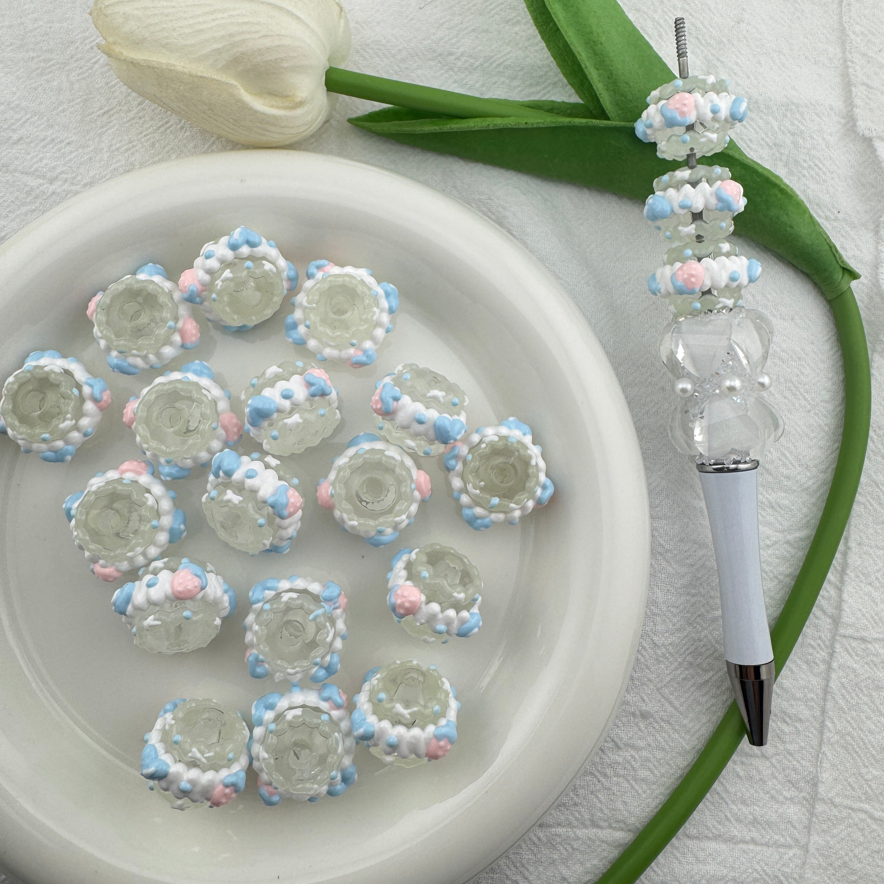 FS6726-16mm Luminous Hand-Painted Beads For Keychain Beadable Pens Making Zoe's DIY Shop