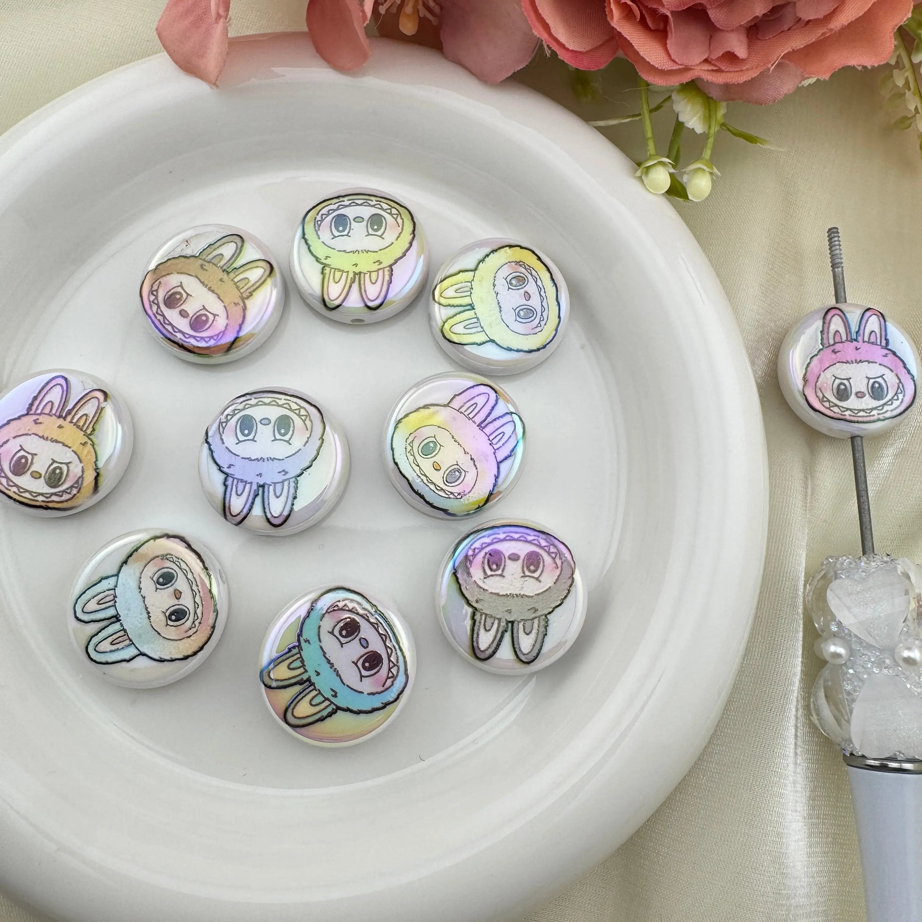 FS6733-20mm Round Plate Printed Acrylic Beads Zoe's DIY Shop