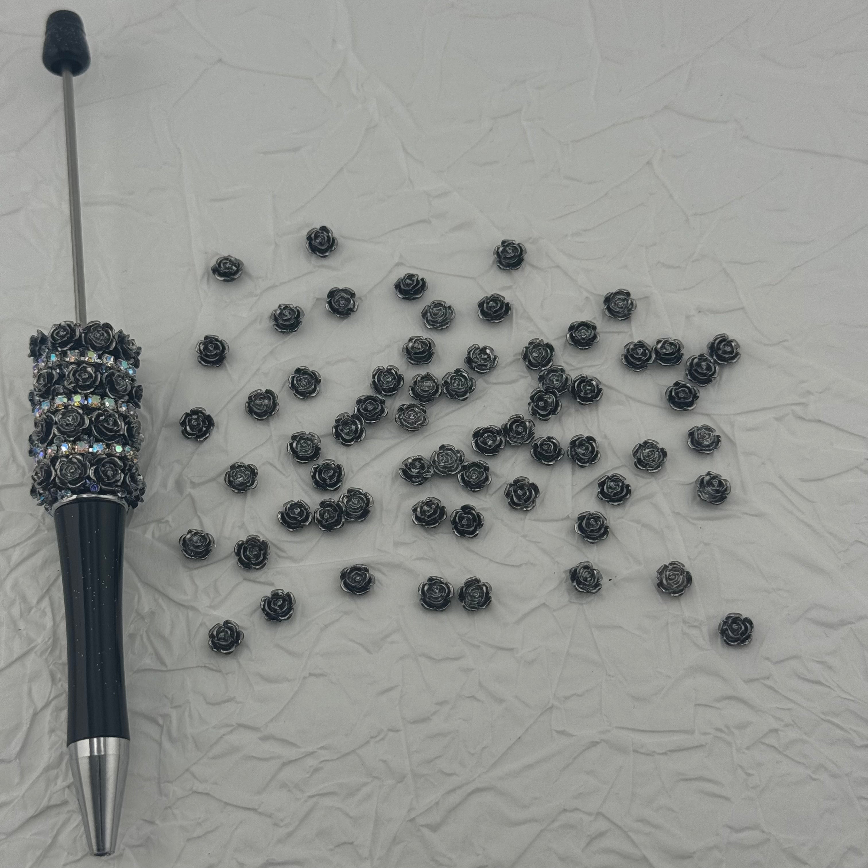 FS2172-6MM Gun Black Flower Resin Nail Charms For Making Fancy Beads Or Fancy Pen