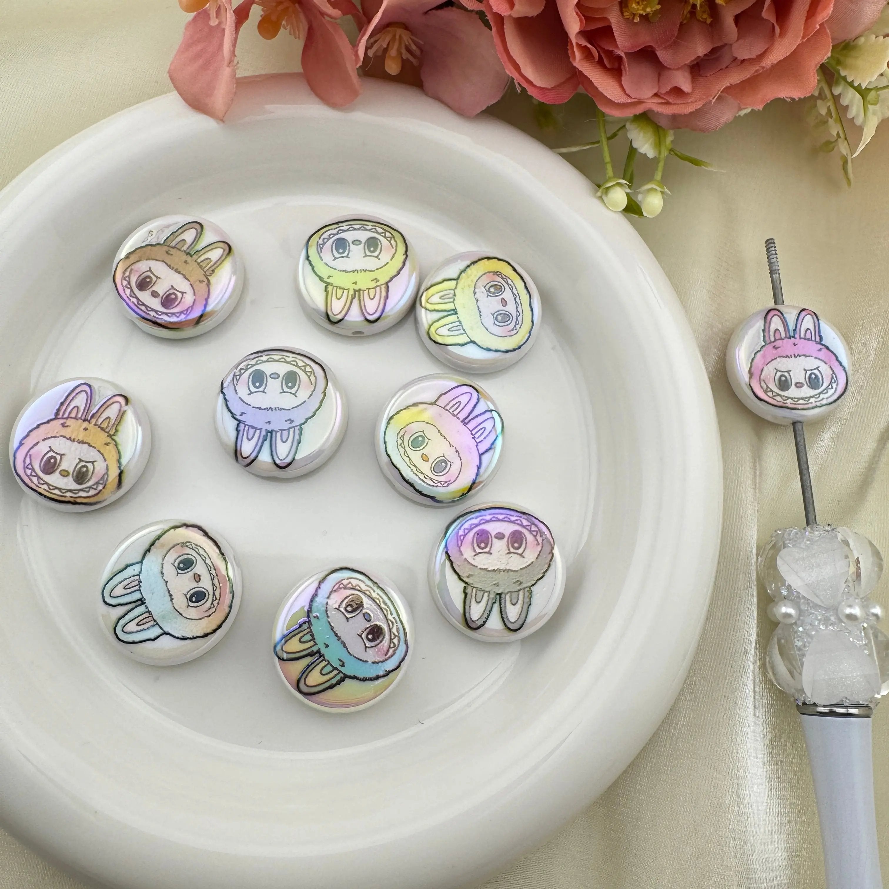 FS6733-20mm Round Plate Printed Acrylic Beads Zoe's DIY Shop