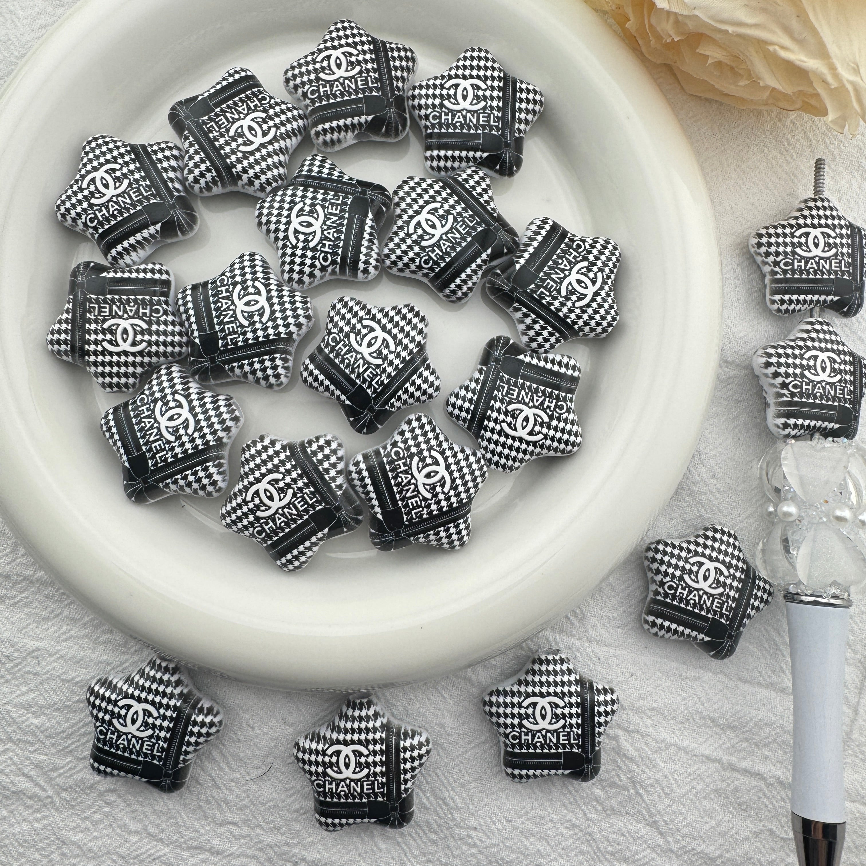 FS6712-25mm Star Printed Acrylic Beads Zoe's DIY Shop