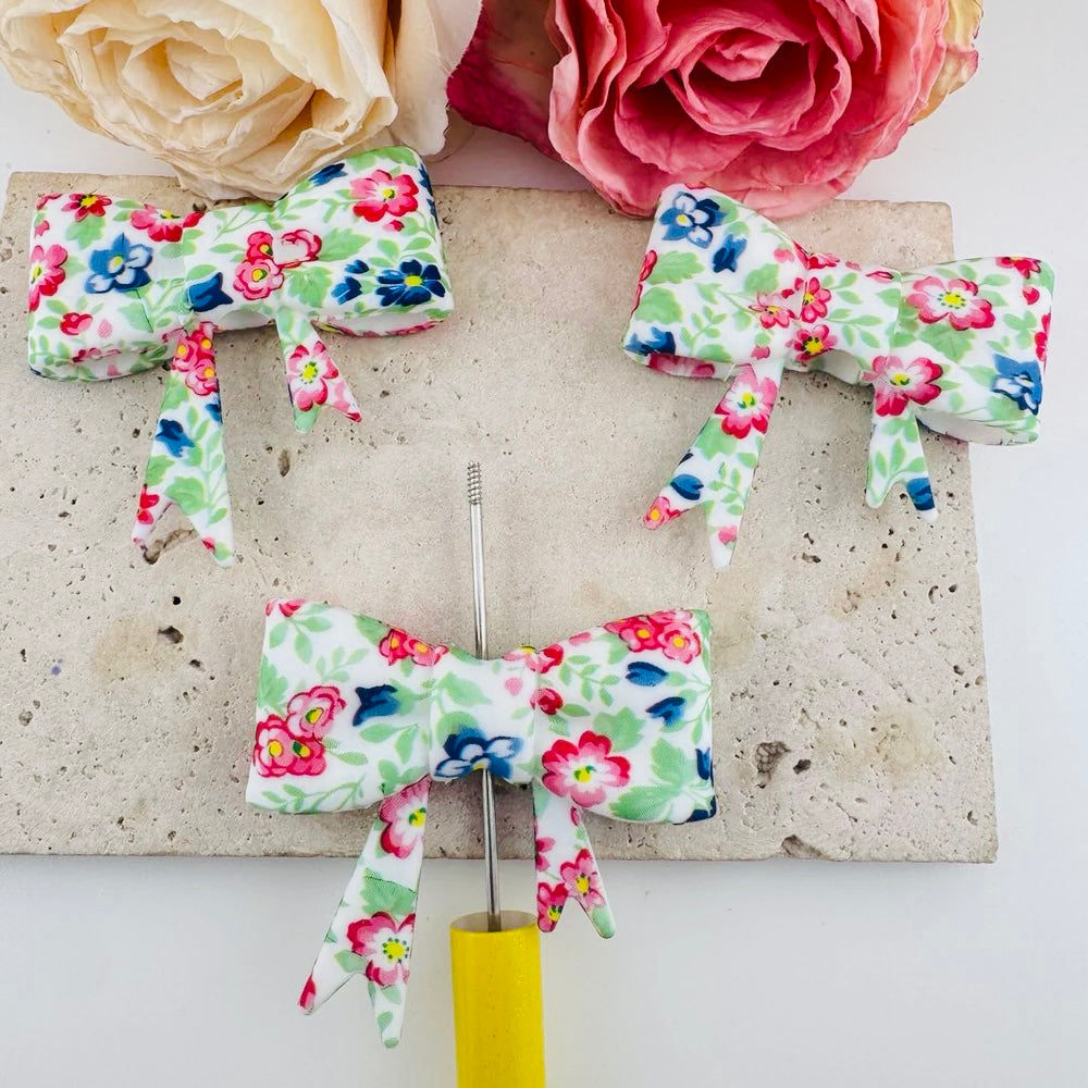 FS19626-About 50*60mm Flower Silicone Focal Bow Beads