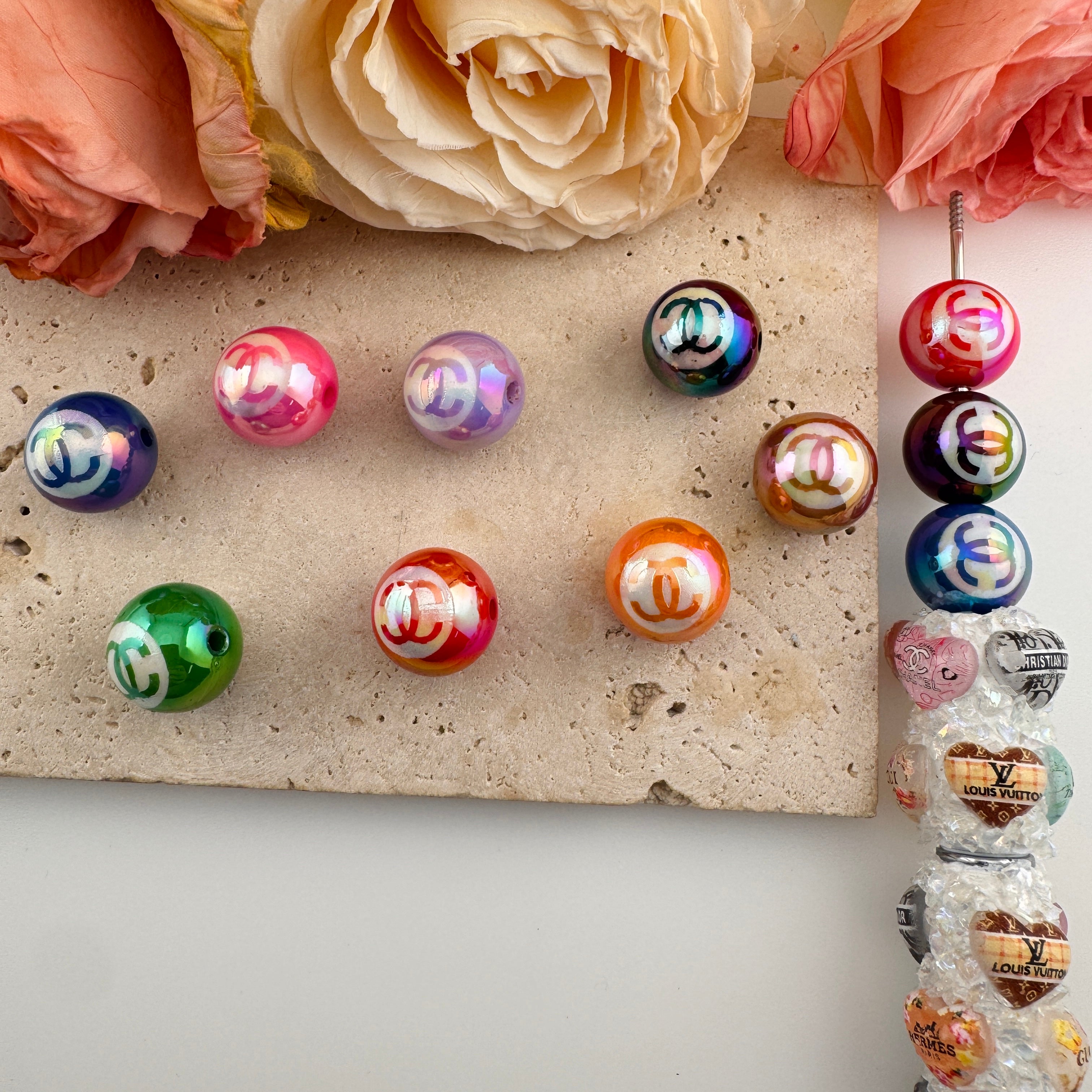 FS19351-About 16mm Mixed UV Coating Acrylic Beads