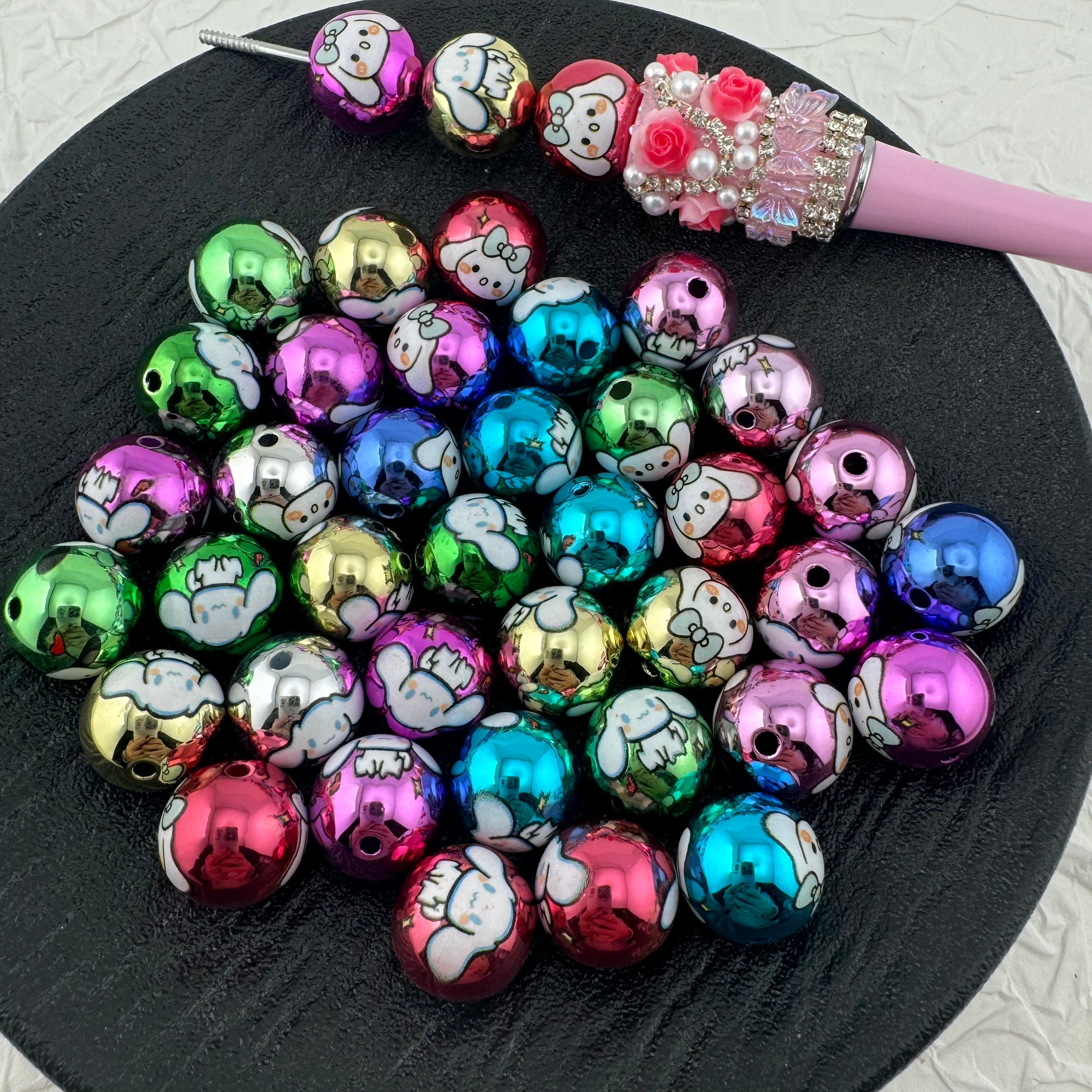 FS2256-Random Mixed Color Cinnamoroll Metallic UV Shiny Acrylic Beads Fit For Beadable Pens