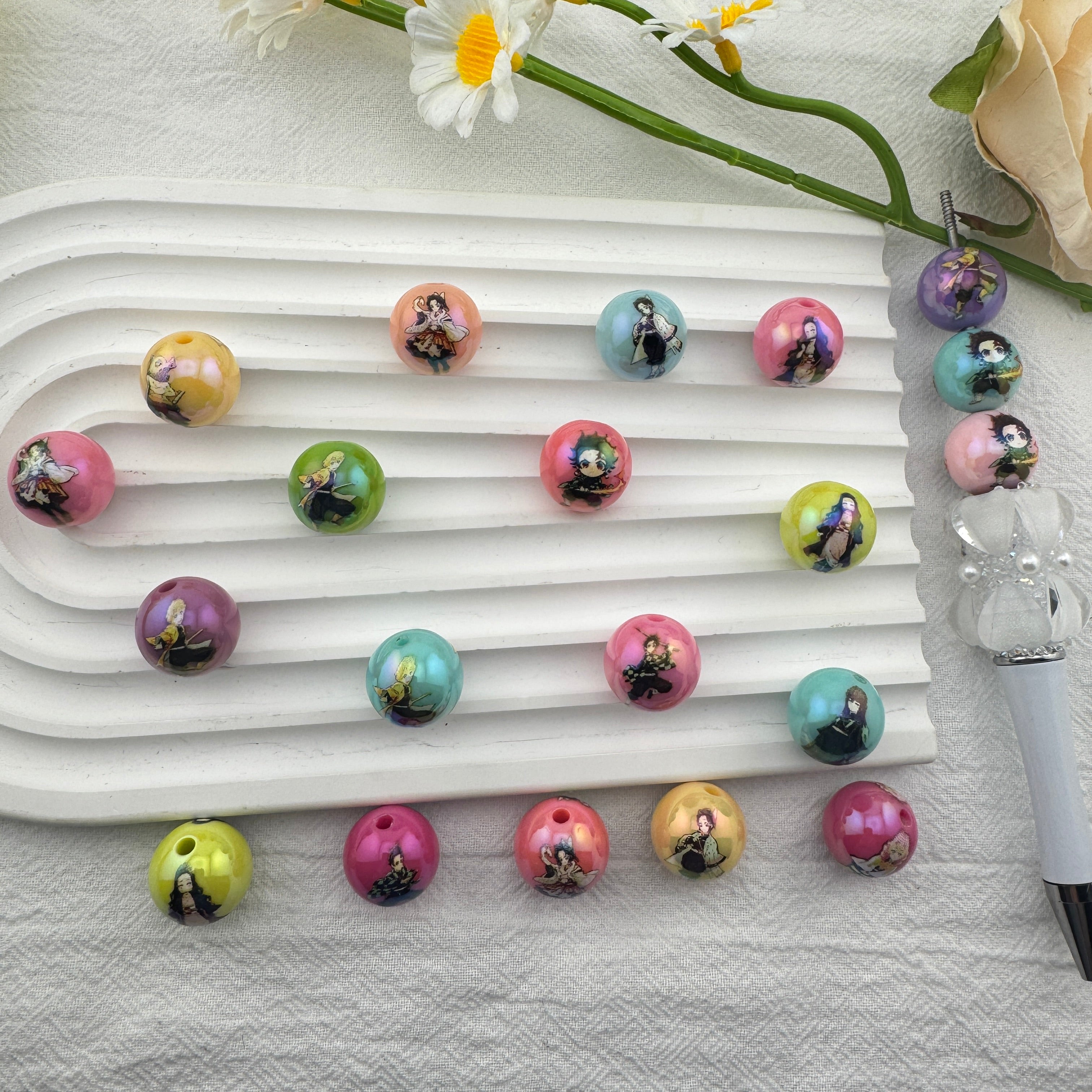 FS6698-16mm Demon Slayer Printed Acrylic Beads Zoe's DIY Shop