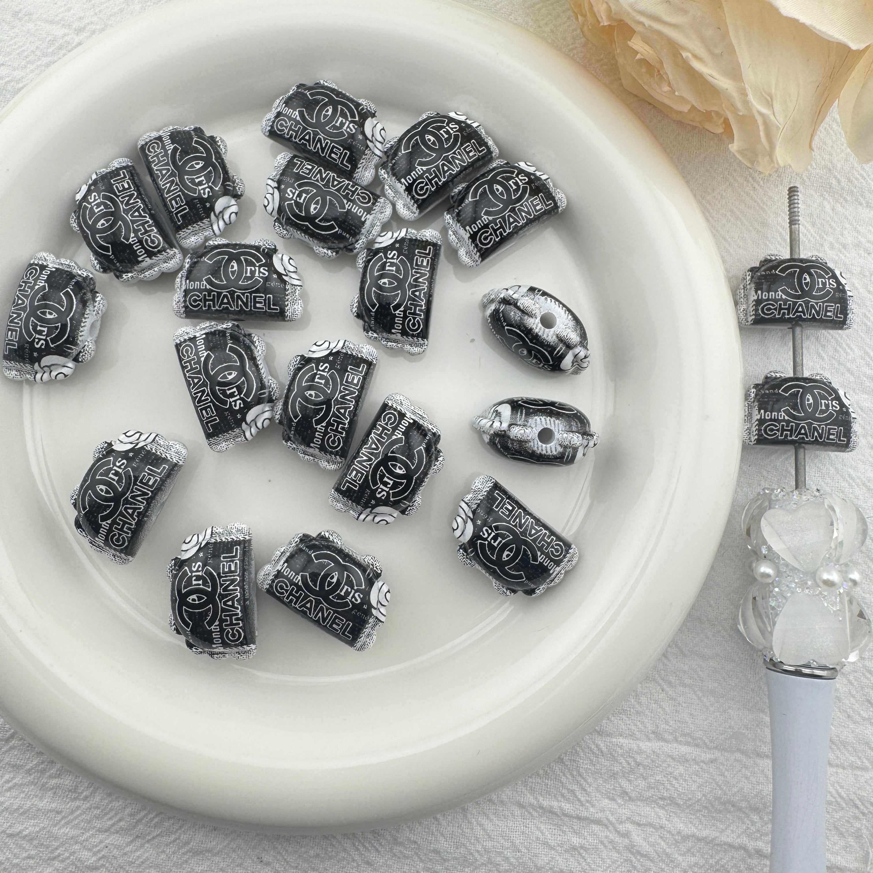 FS6713-13×22mm Bag Shape Printed Acrylic Beads Zoe's DIY Shop