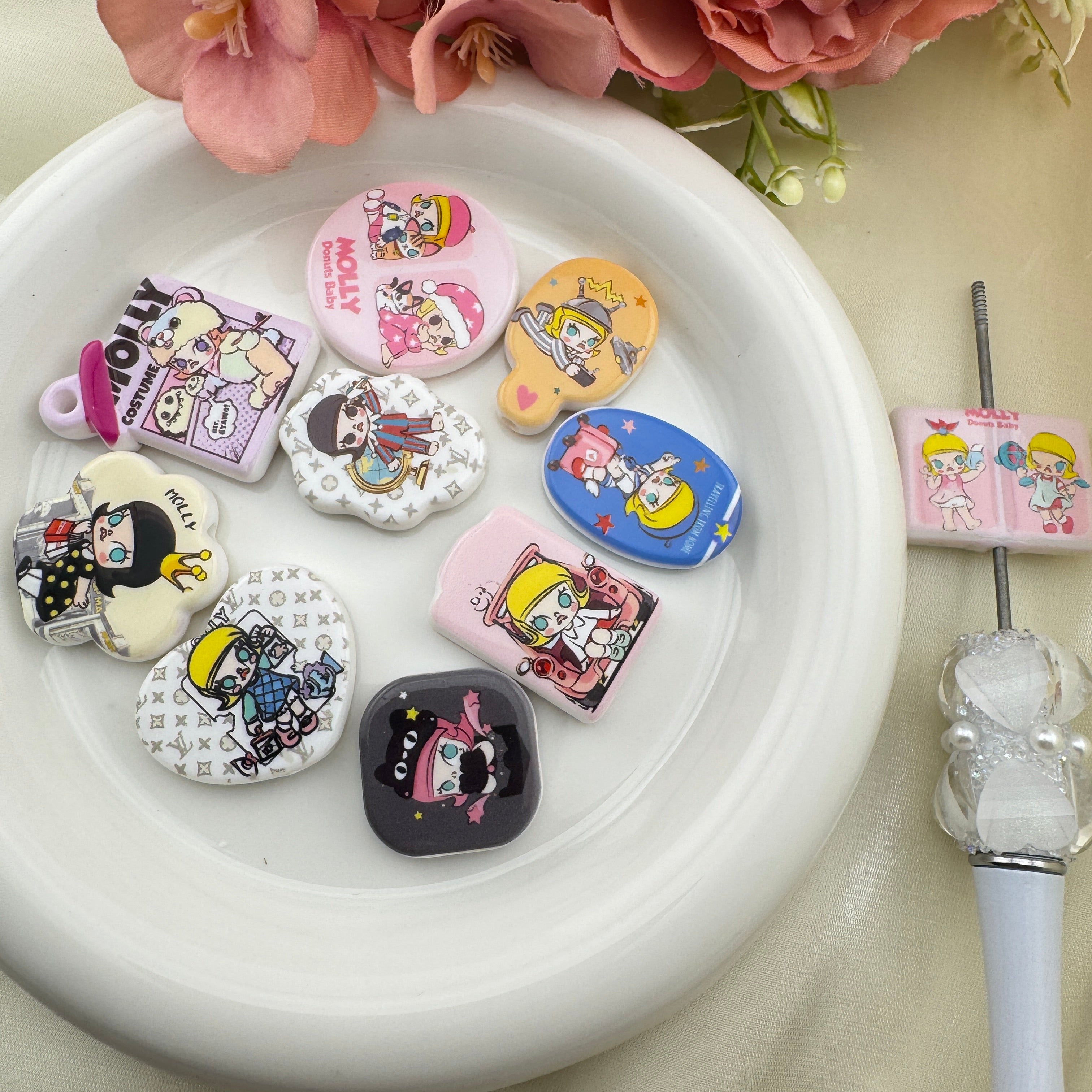 FS6744-Molly Mixed Printed Acrylic Beads Zoe's DIY Shop