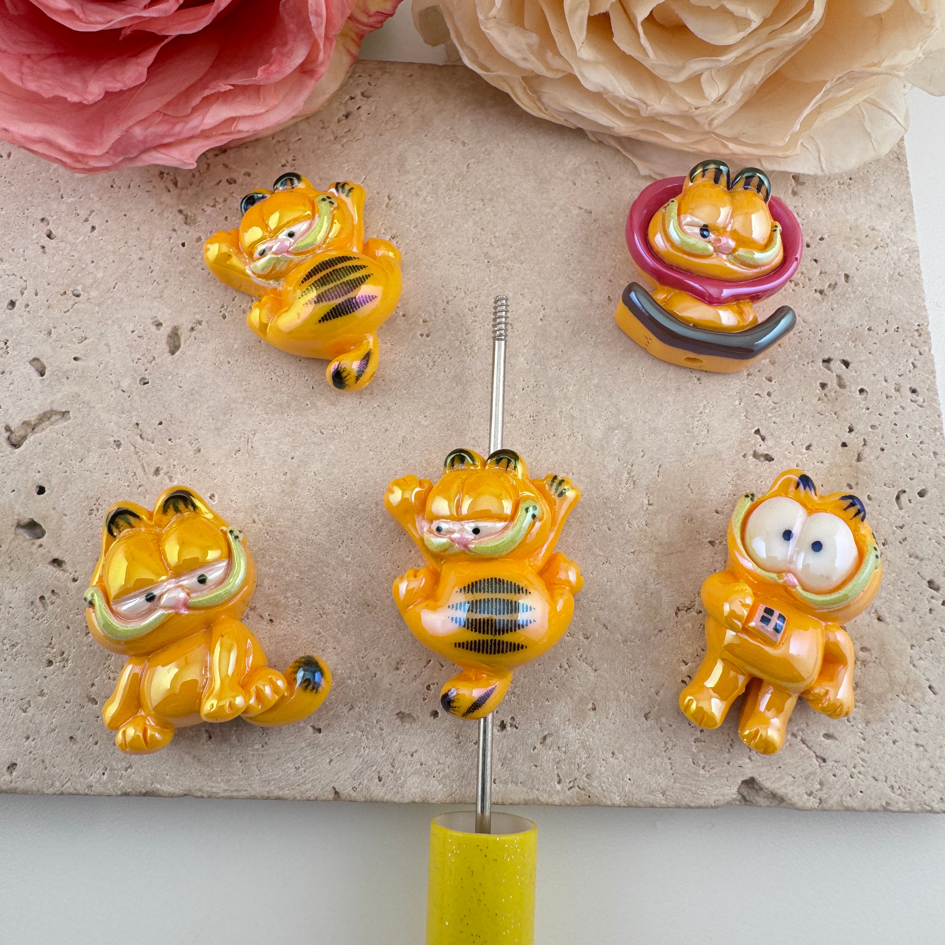 FS19454-Cute Garfield resin beads for DIY pen making & jewelry crafts