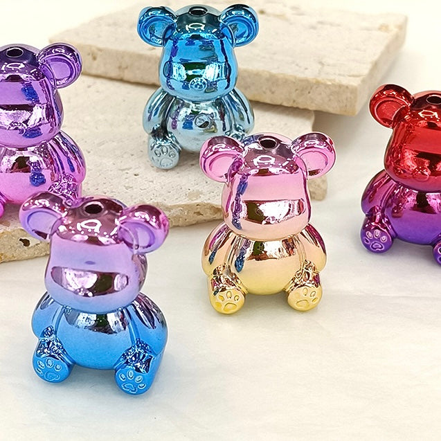 FS2326-33×23mm Metallic Bear UV Shiny Acrylic Beads Fit For Beadable Pens