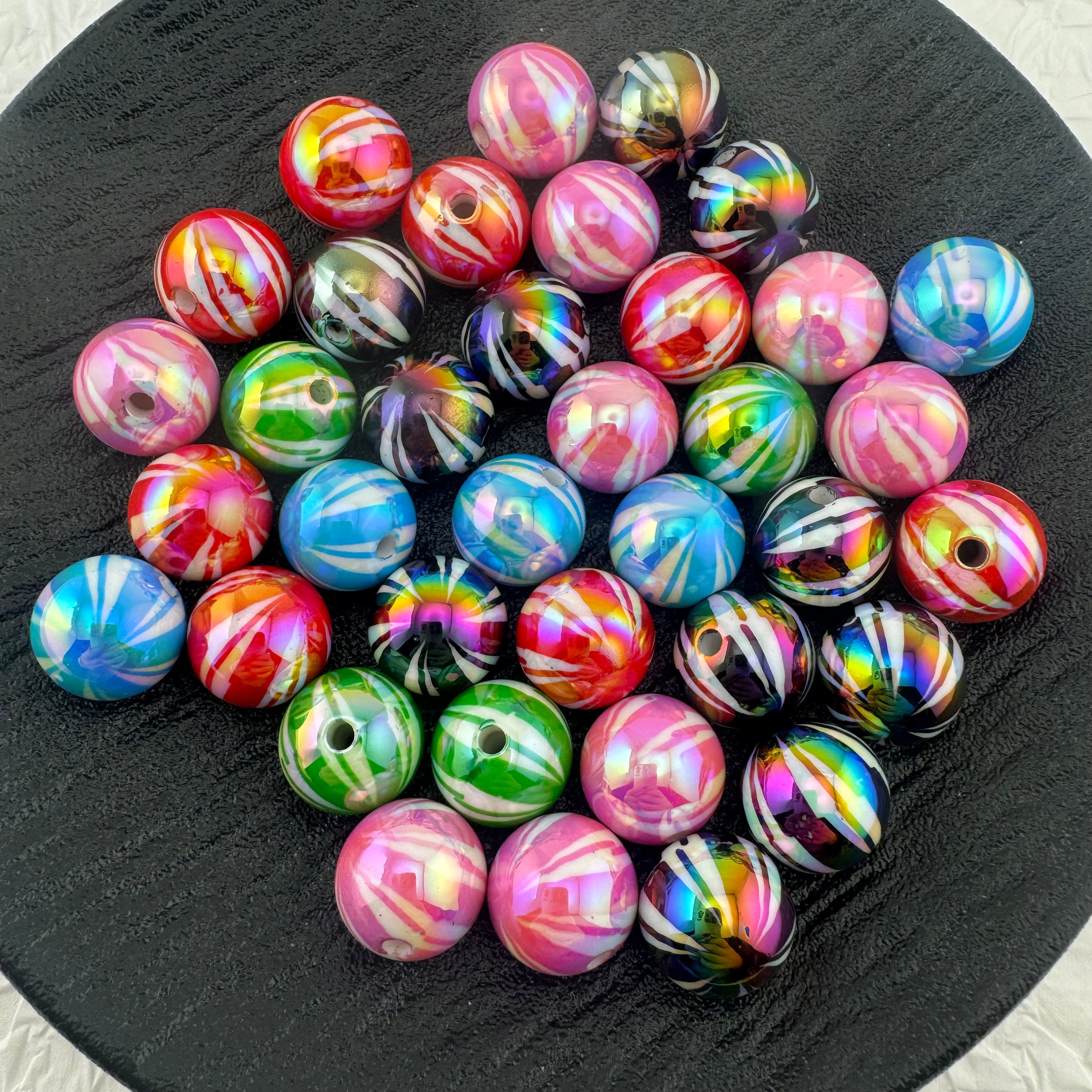 FS1989-16MM Size Colorful Stripe Resin Beads Fit For Beadable Pens