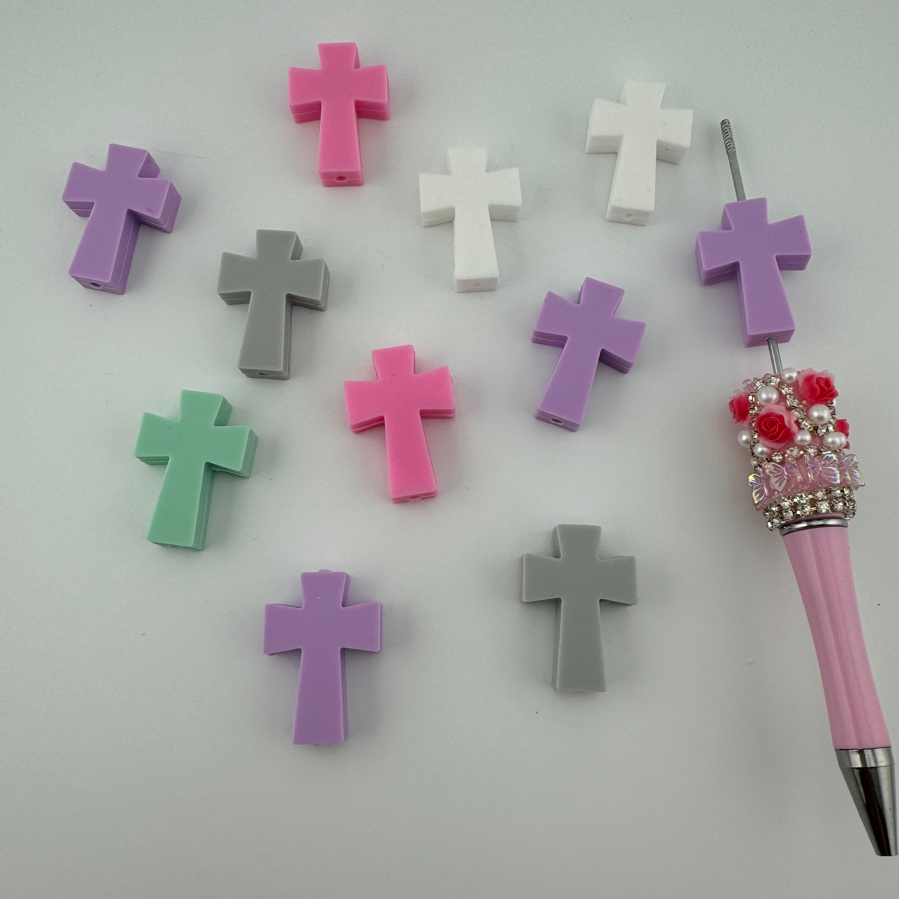 FS2190-Random Mixed Color Cross Silicone Beads Fit For Beadable Pens