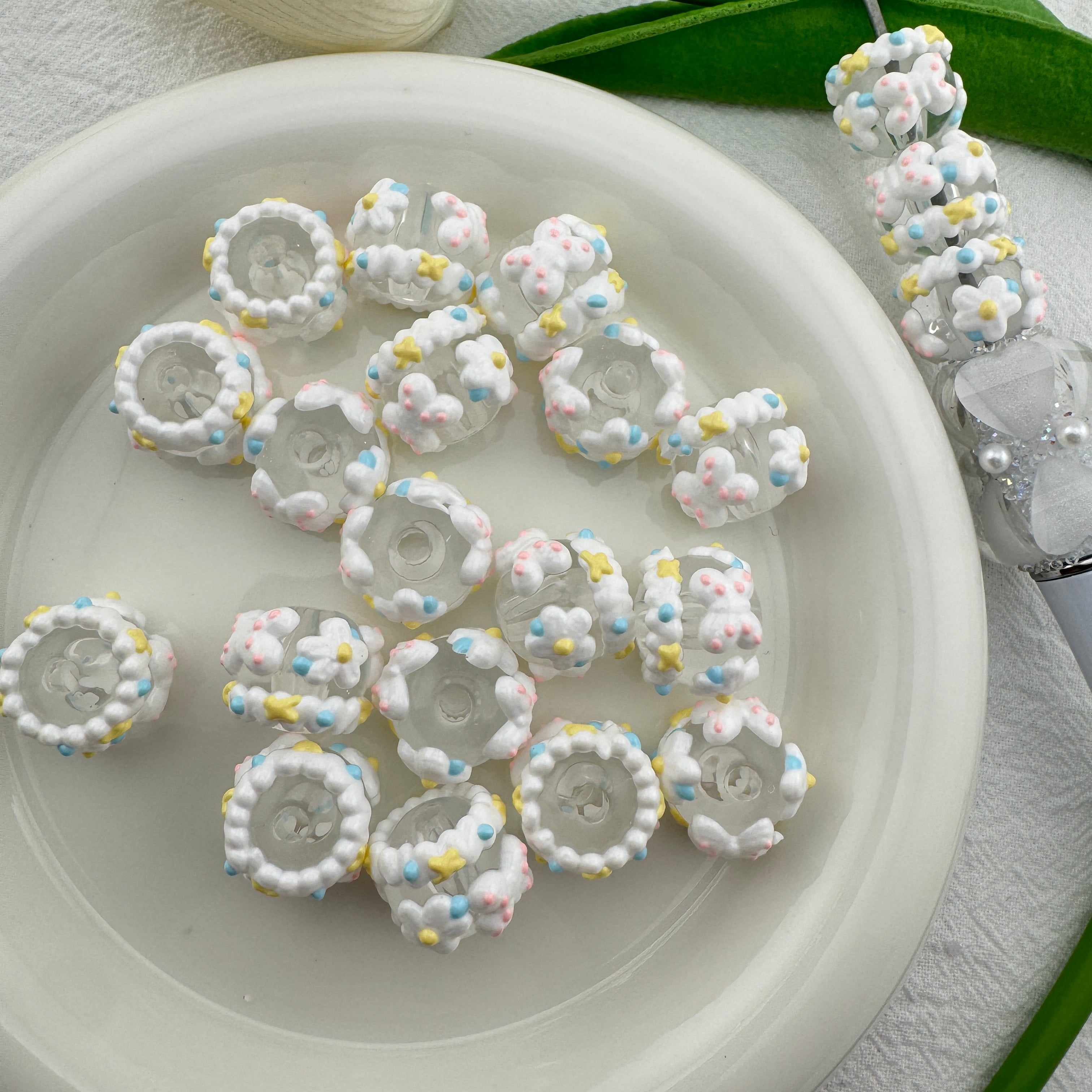 FS6724-16mm Hand Painted Acrylic Beads For Keychain Beadable Pens Making Zoe's DIY Shop