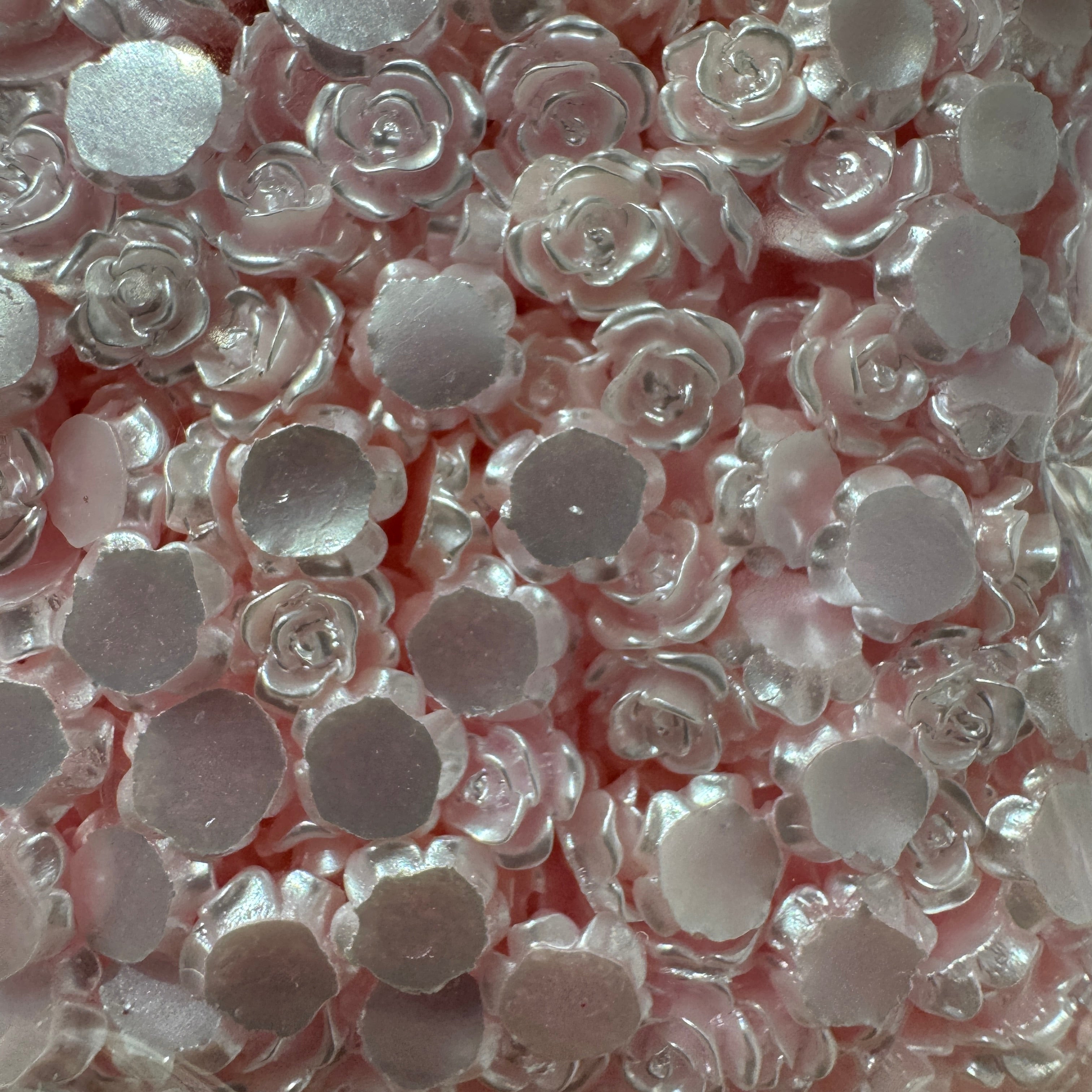 FS1059-6mm Pearl Looking Rose Flower Nail Charms For Making Fancy Beads Or Fancy Beadable Pens For DIY Project Zoe DIY Wholesale