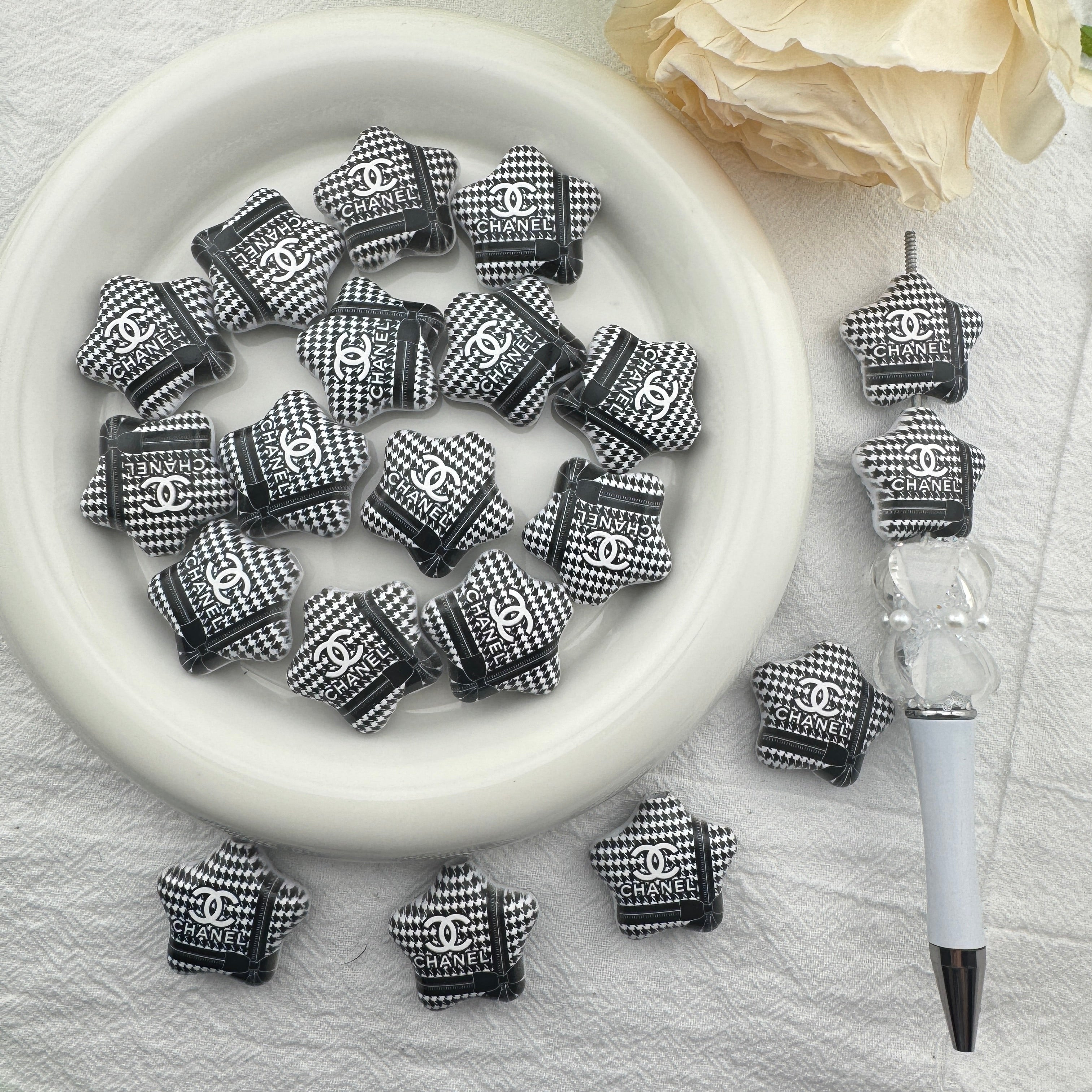 FS6712-25mm Star Printed Acrylic Beads Zoe's DIY Shop