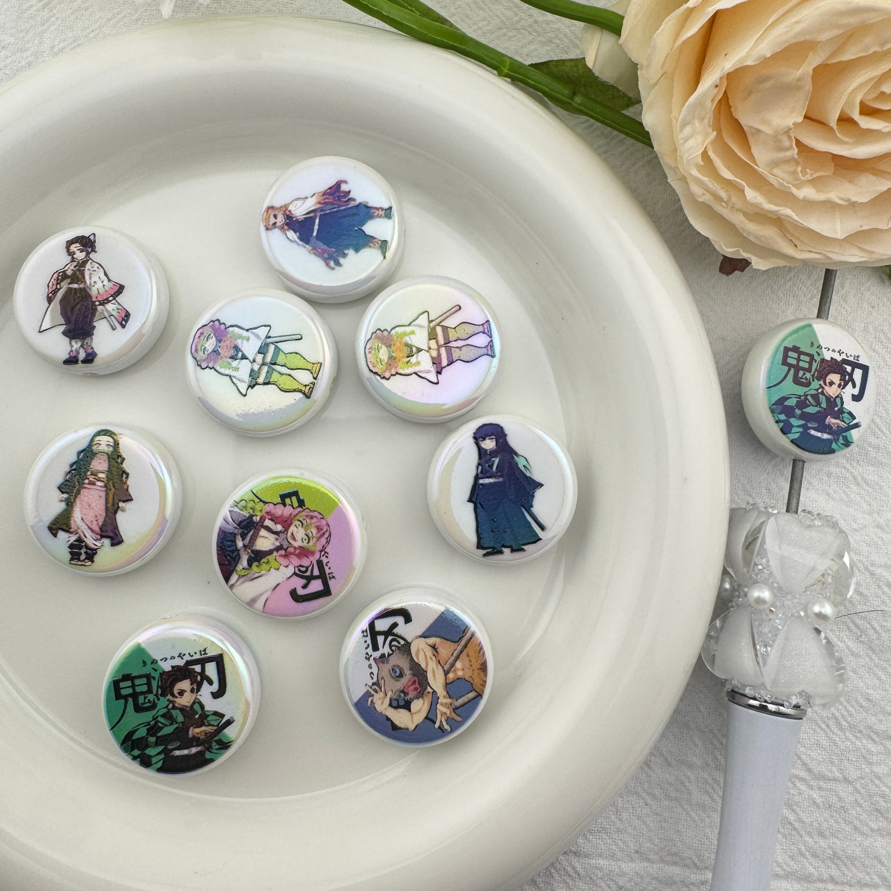 FS6703-20mm Demon Slayer Round Plate Printed Acrylic Beads Zoe's DIY Shop