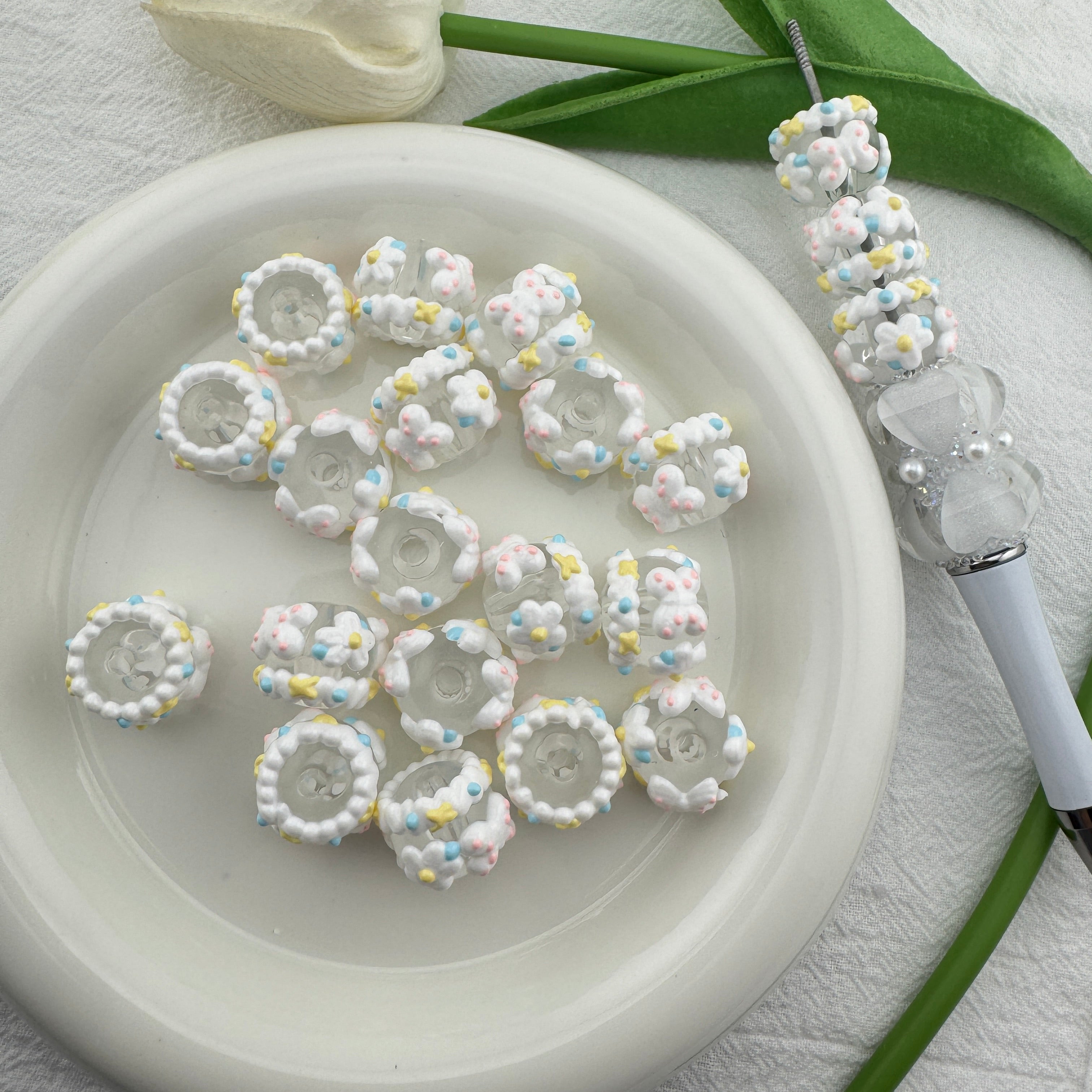 FS6724-16mm Hand Painted Acrylic Beads For Keychain Beadable Pens Making Zoe's DIY Shop