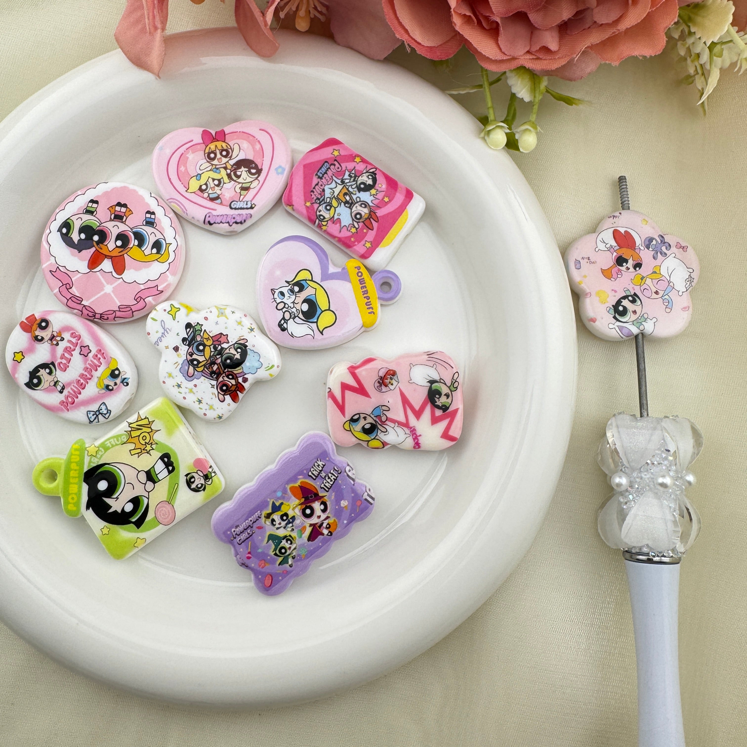 FS6740-Power Girls Printed Acrylic Beads Zoe's DIY Shop