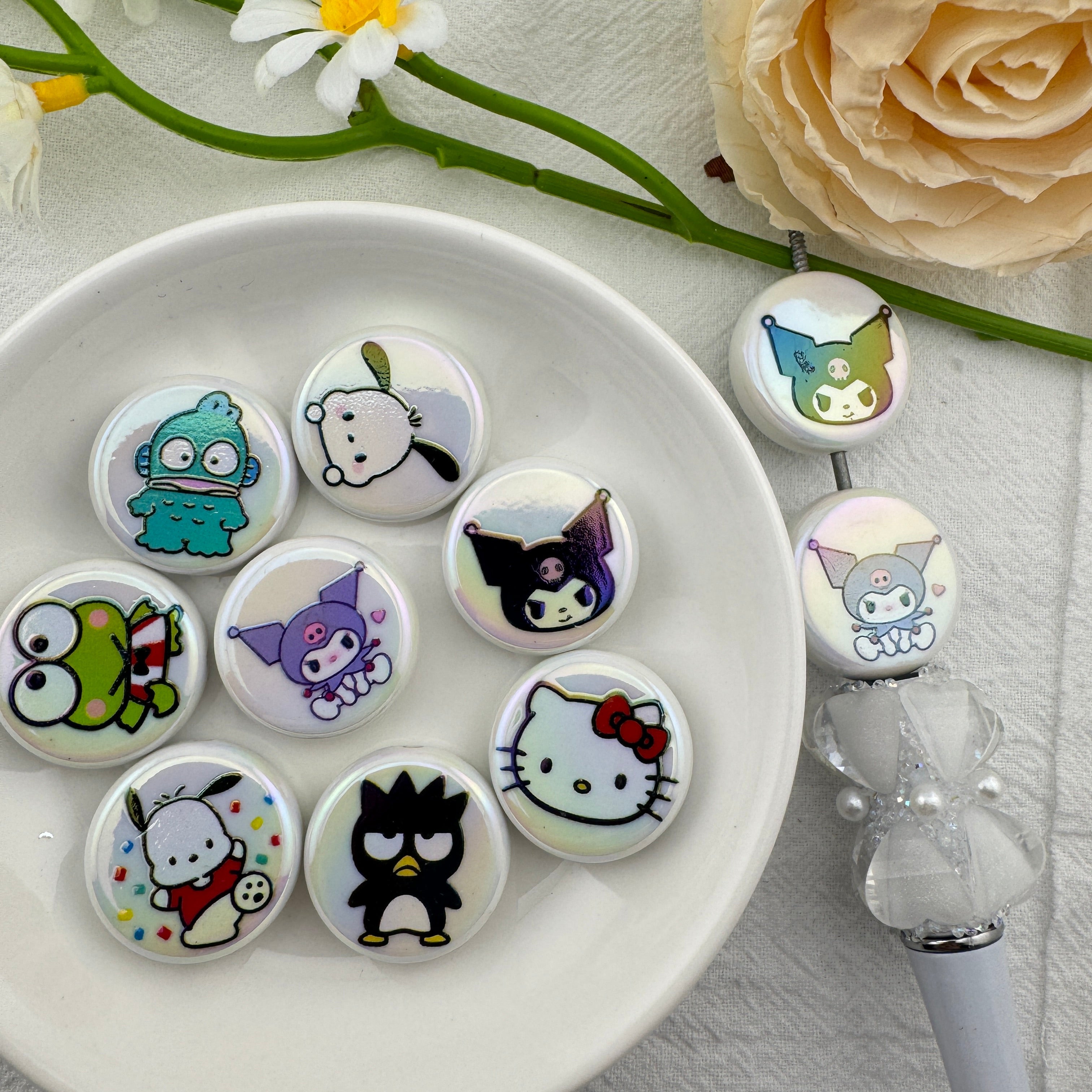 FS6702-20mm Sanrio Printed Round Plate Acrylic Beads Zoe's DIY Shop