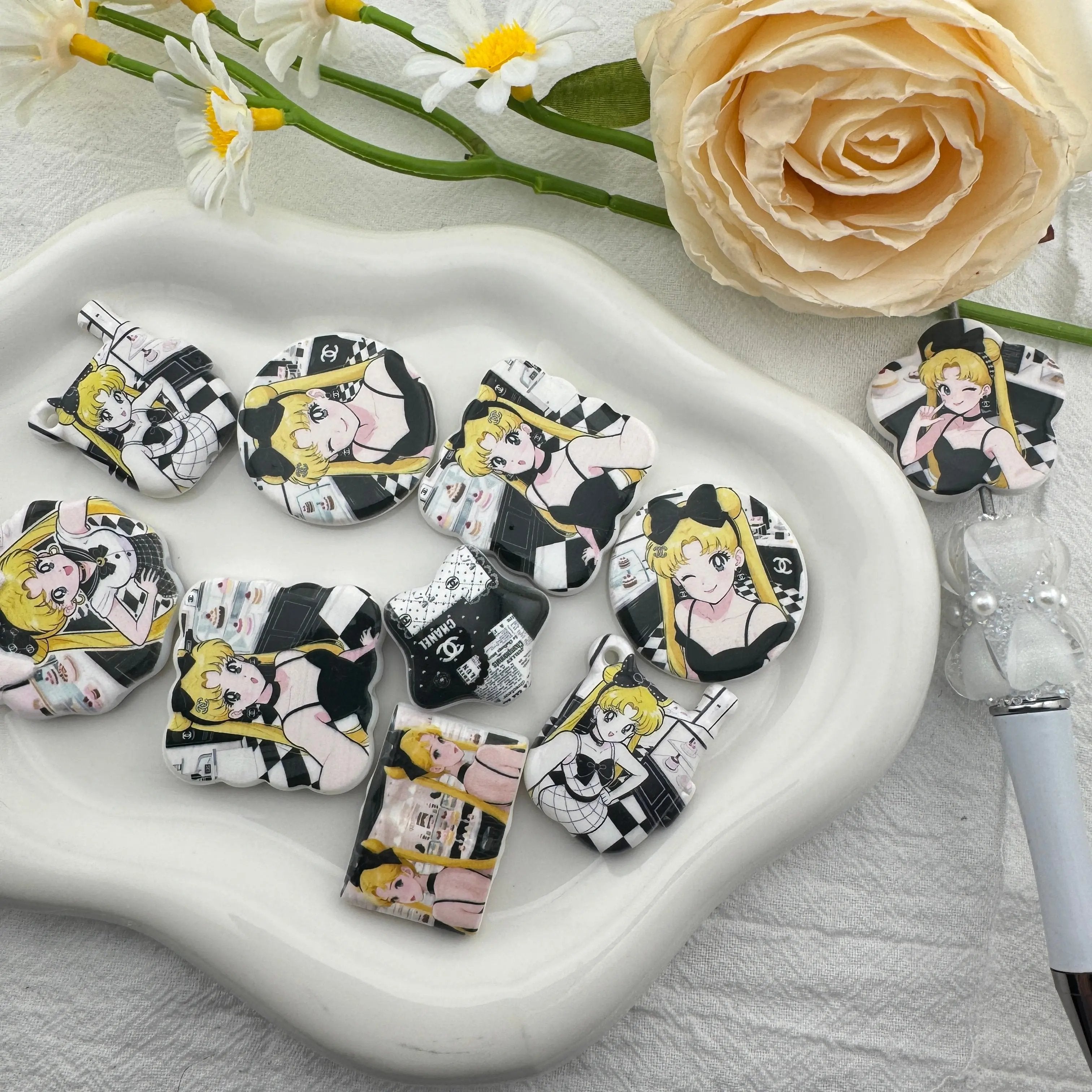 FS6696-Sailor Moon Printed Acrylic Beads Zoe's DIY Shop