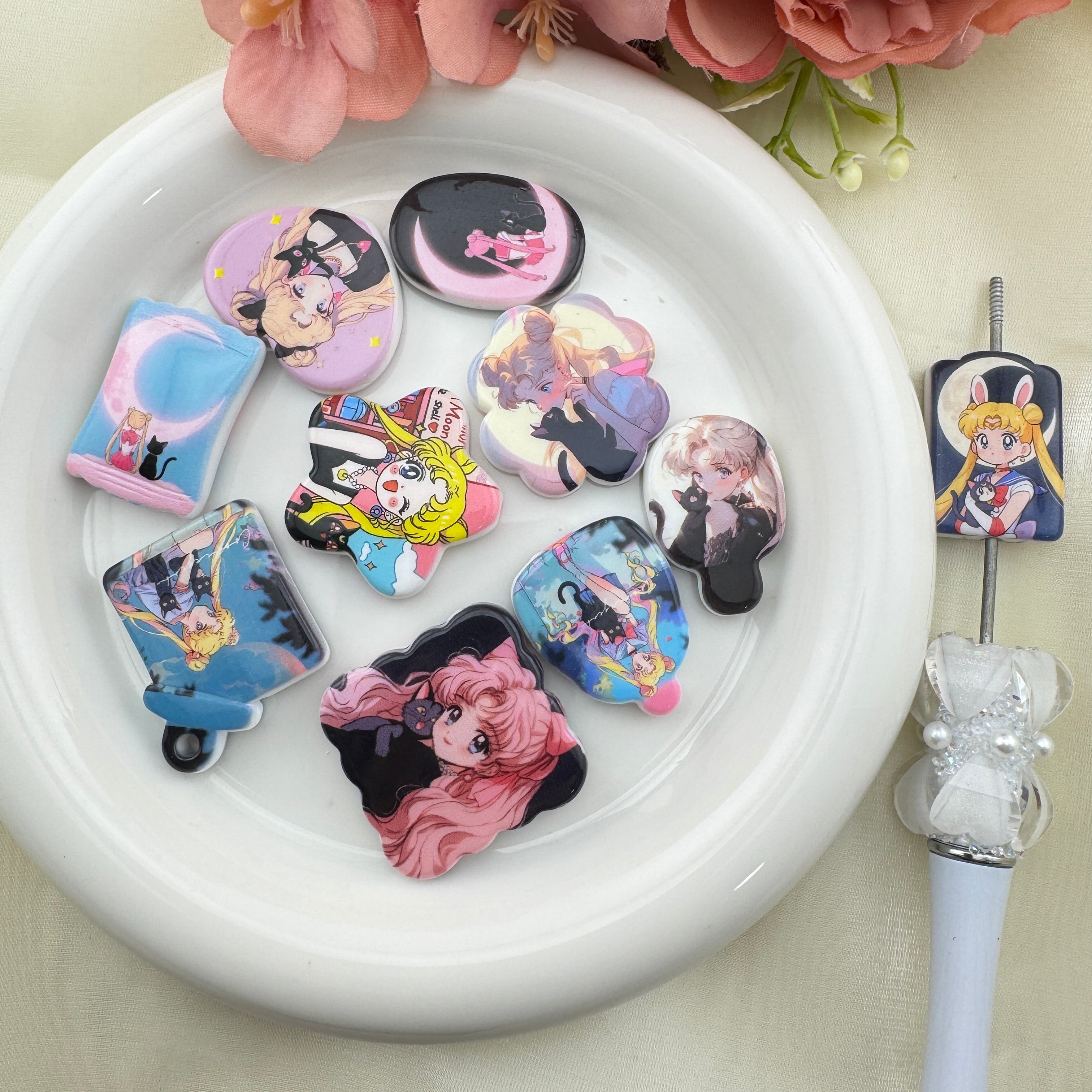 FS6743-Sailor Moon Mixed Printed Acrylic Beads Zoe's DIY Shop