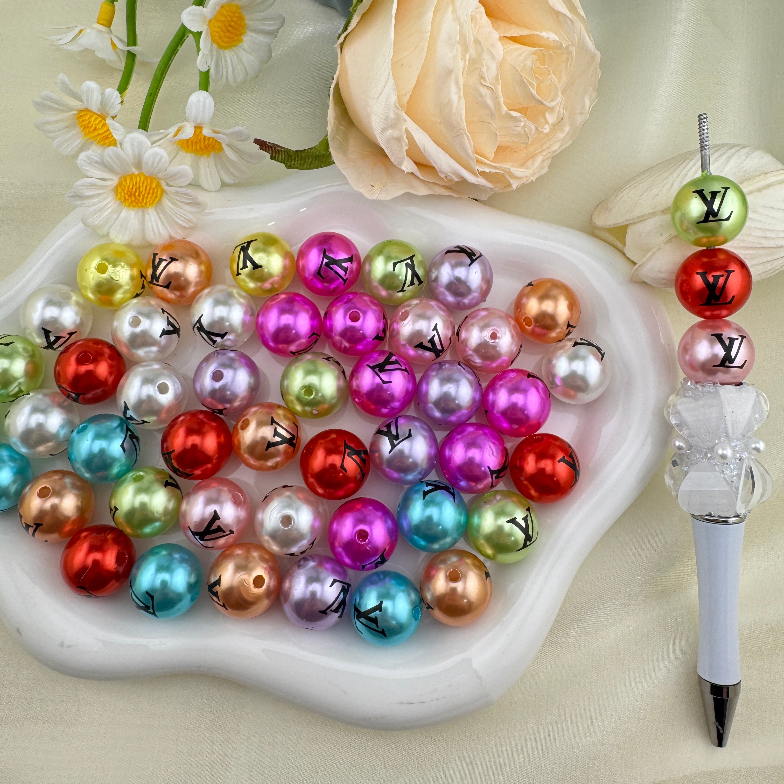 FS6823-16mm Random Mixed Color Pearl Looking Acrylic Beads Zoe DIY Wholesale